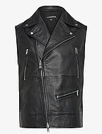 Barrett Leather Biker Vest - BLACK