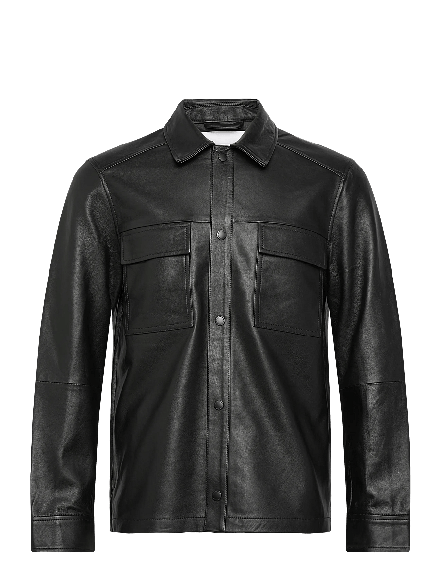 J. Lindeberg - Wilden Lamb Leather Overshirt - vorjakkar - black - 1