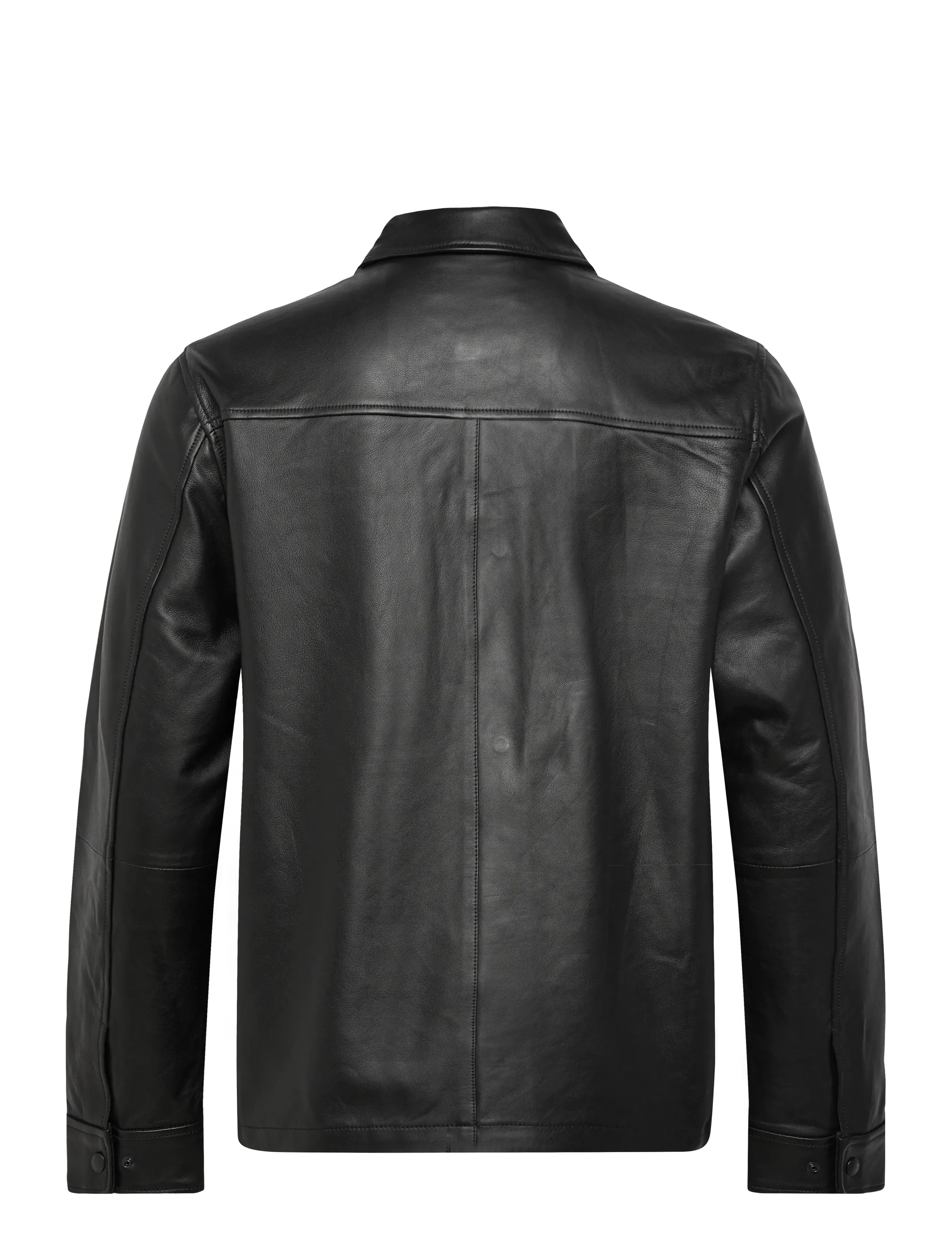 J. Lindeberg - Wilden Lamb Leather Overshirt - vorjakkar - black - 2