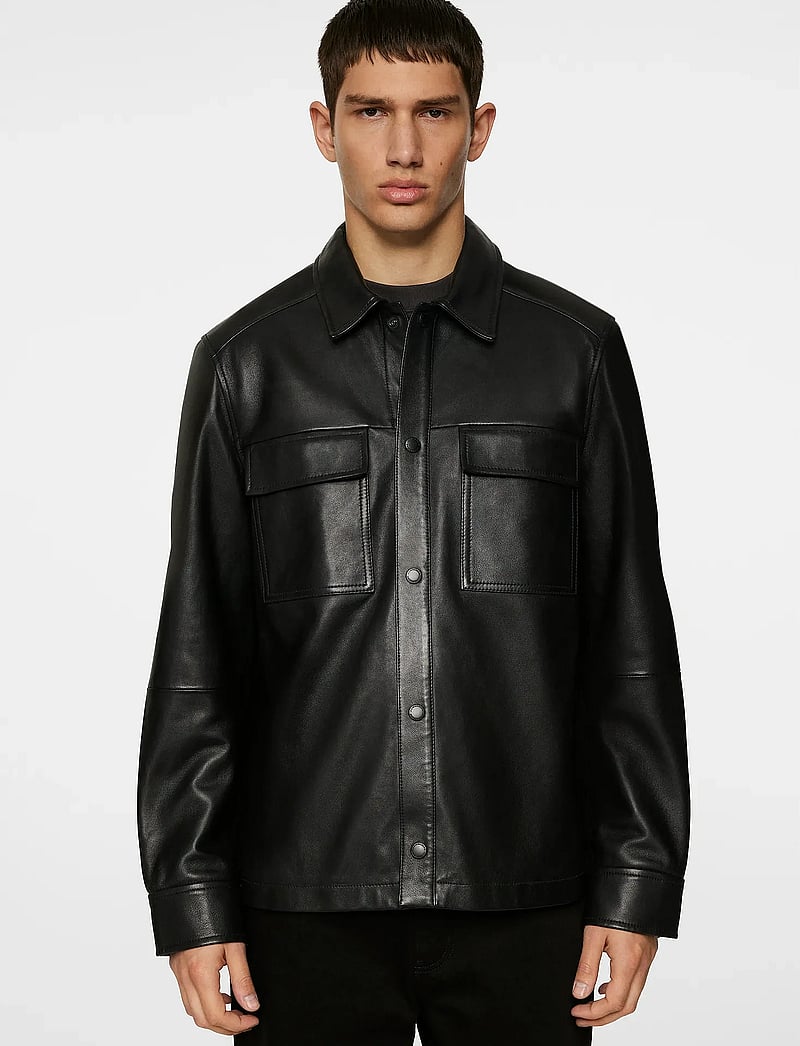 J. Lindeberg - Wilden Lamb Leather Overshirt - spring jackets - black - 0
