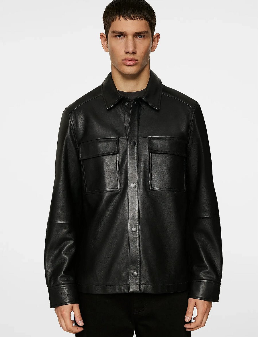 J. Lindeberg - Wilden Lamb Leather Overshirt - vorjakkar - black - 0