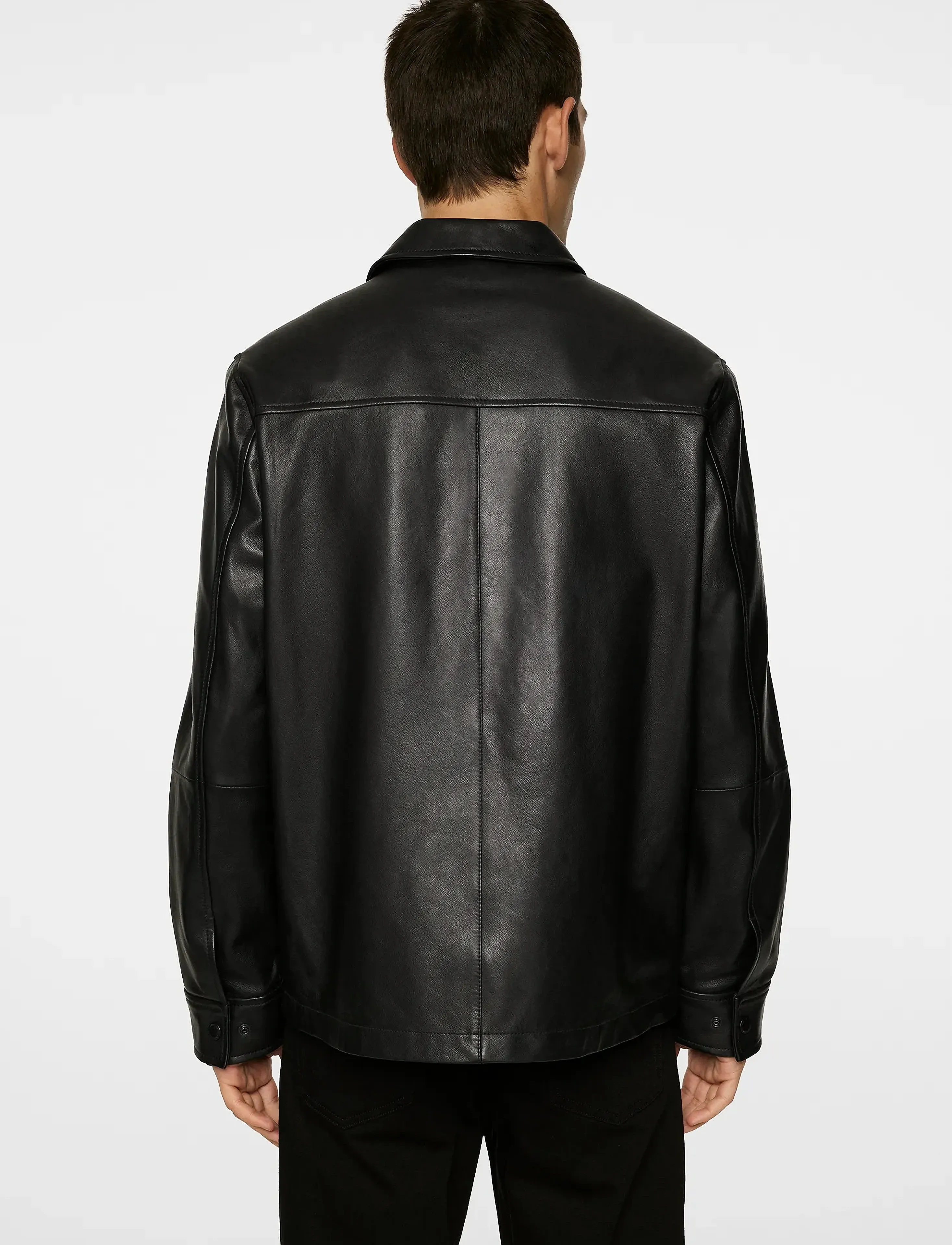 J. Lindeberg - Wilden Lamb Leather Overshirt - vorjakkar - black - 3