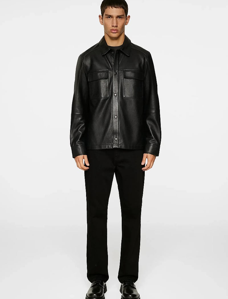 J. Lindeberg - Wilden Lamb Leather Overshirt - spring jackets - black - 4
