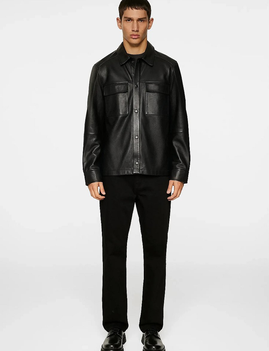 J. Lindeberg - Wilden Lamb Leather Overshirt - vorjakkar - black - 4