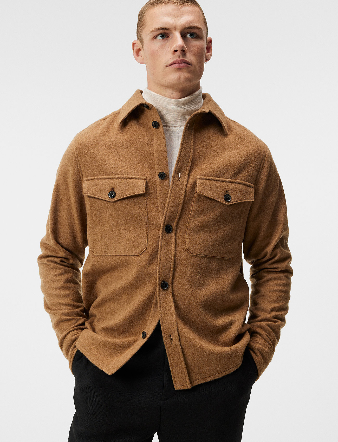 J. Lindeberg - Flat Wool Overshirt - mænd - chipmunk - 1