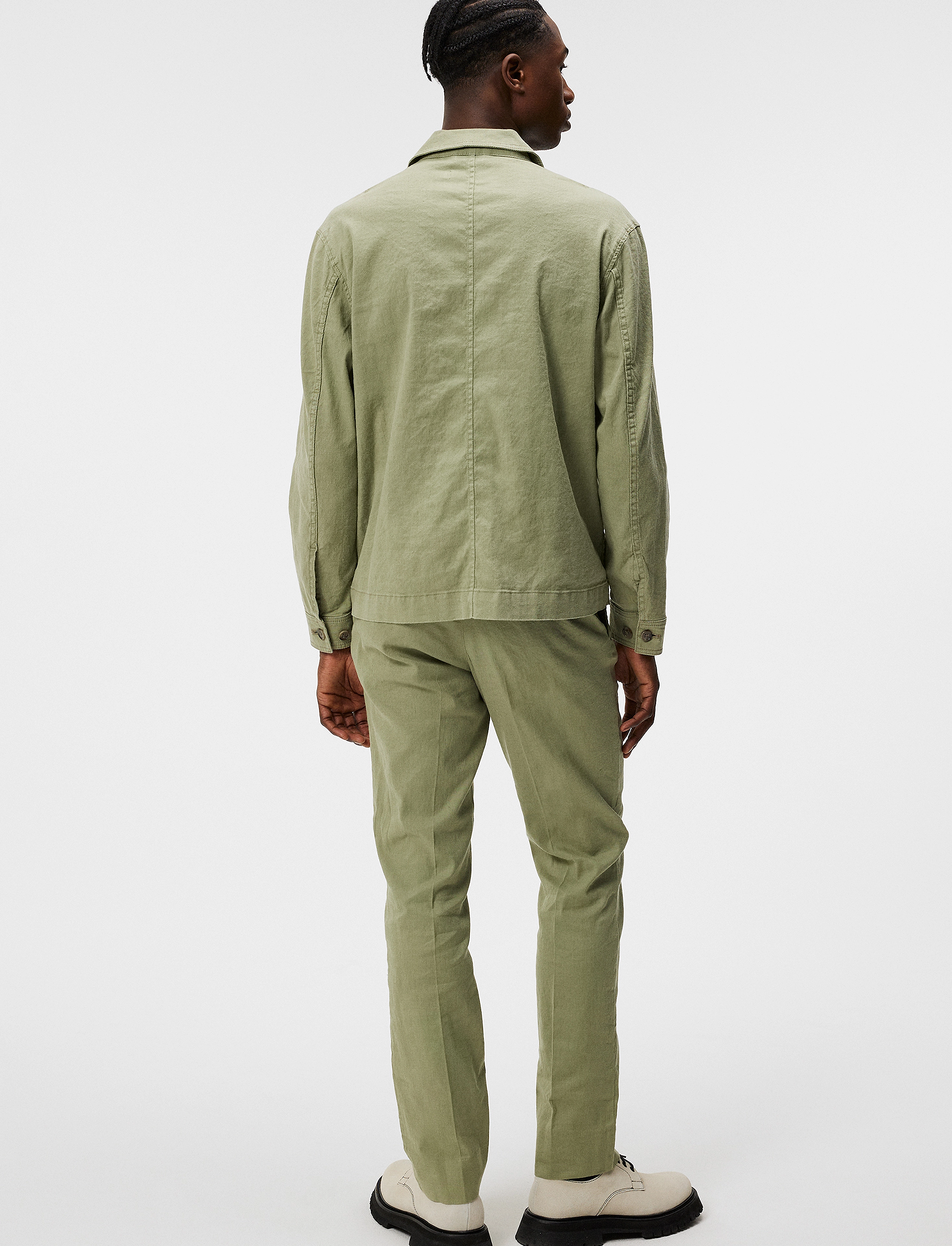J. Lindeberg - Errol Linen workwear overshirt - oil green - 3