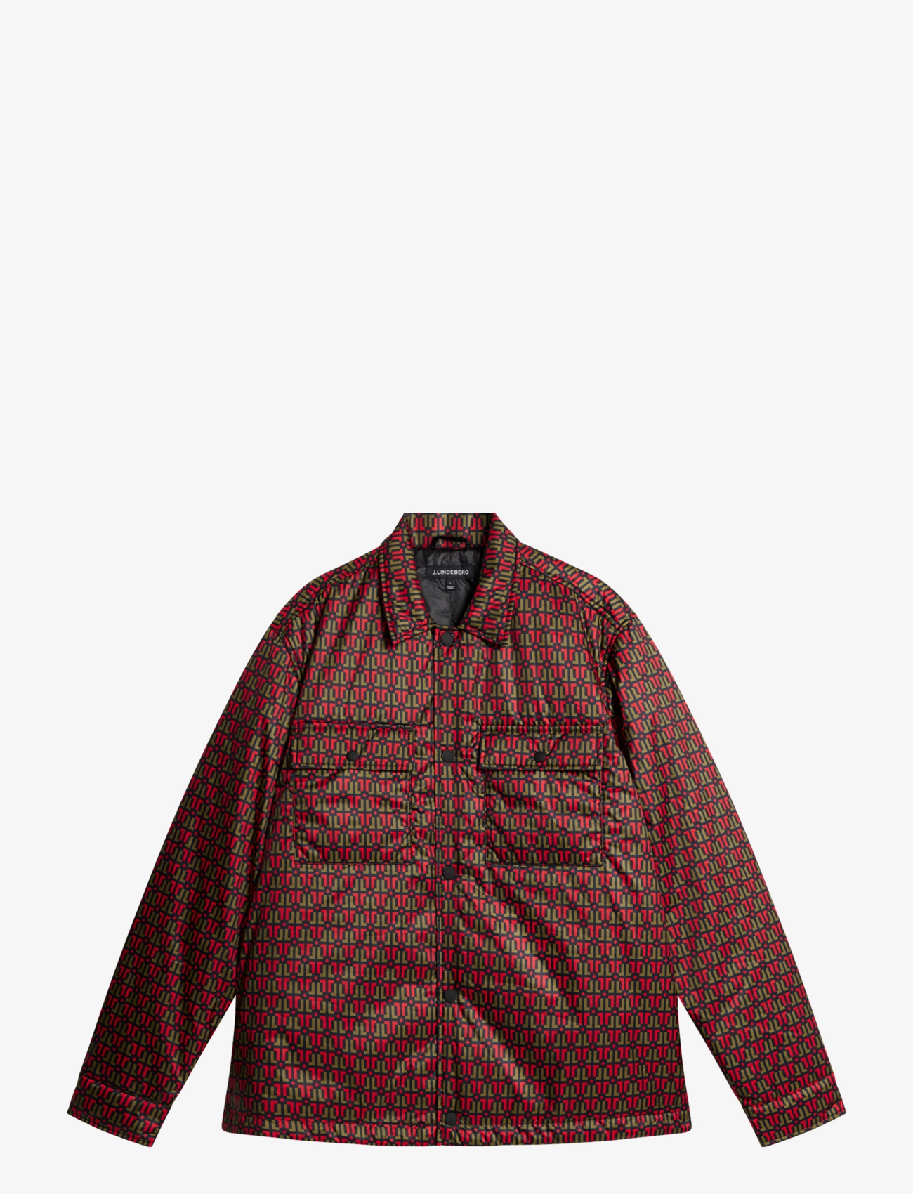 J. Lindeberg Nile padded Print Overshirt - Overshirts - MONK GEO BLACK / brown