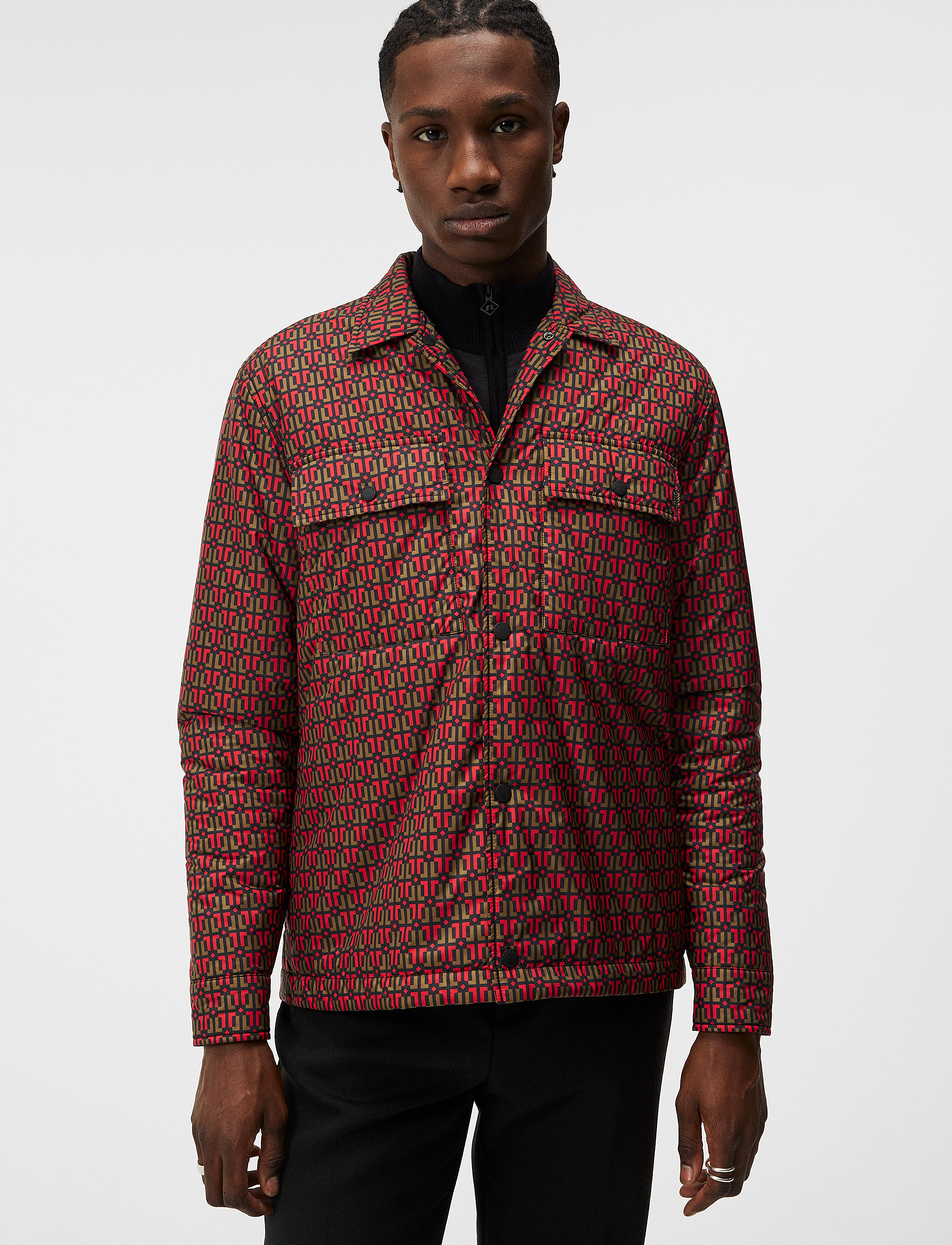 J. Lindeberg Nile Padded Print Overshirt, XL, Brown, Designere > Overshirts, Herre