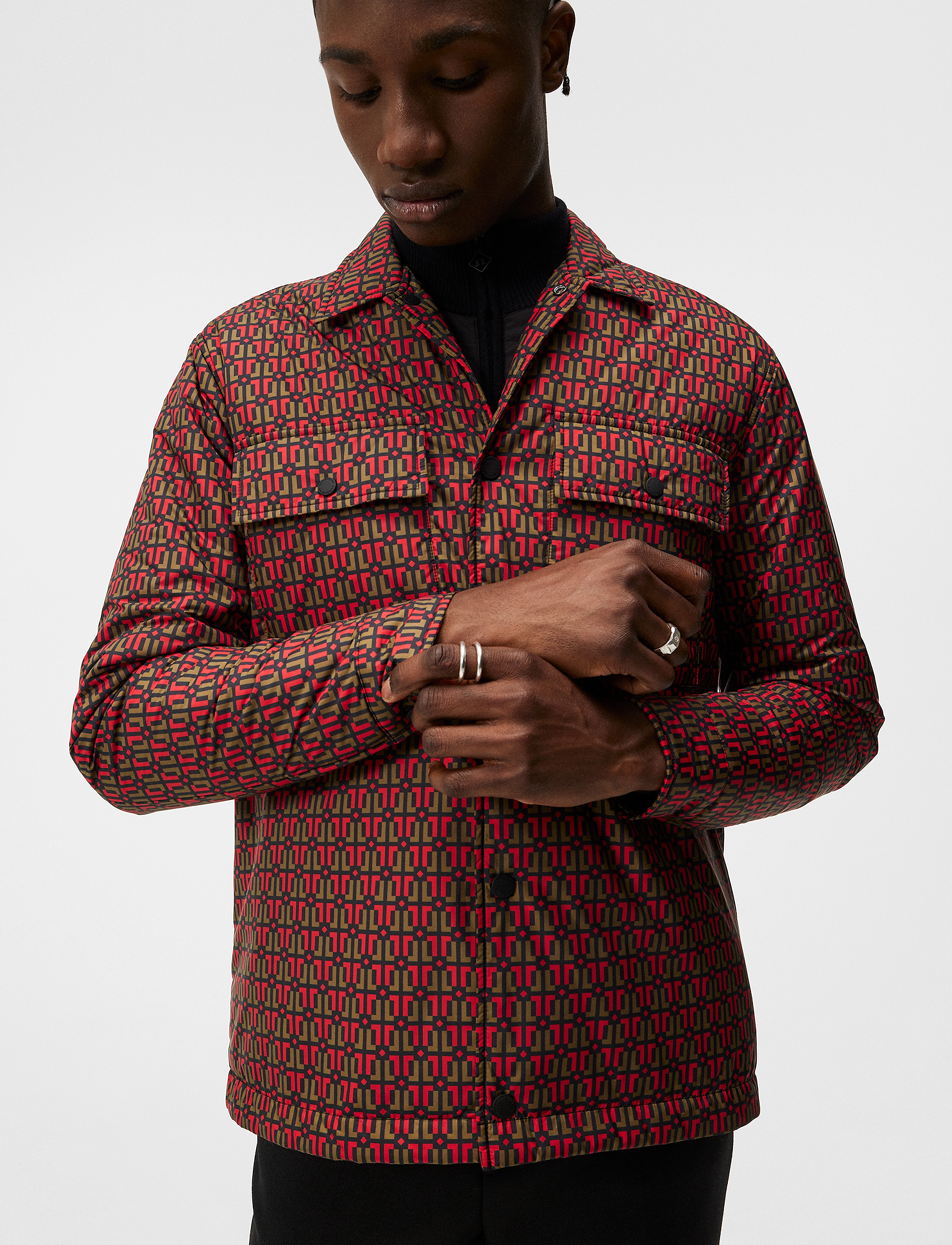 J. Lindeberg - Nile padded Print Overshirt - overskjorter - monk geo black - 4