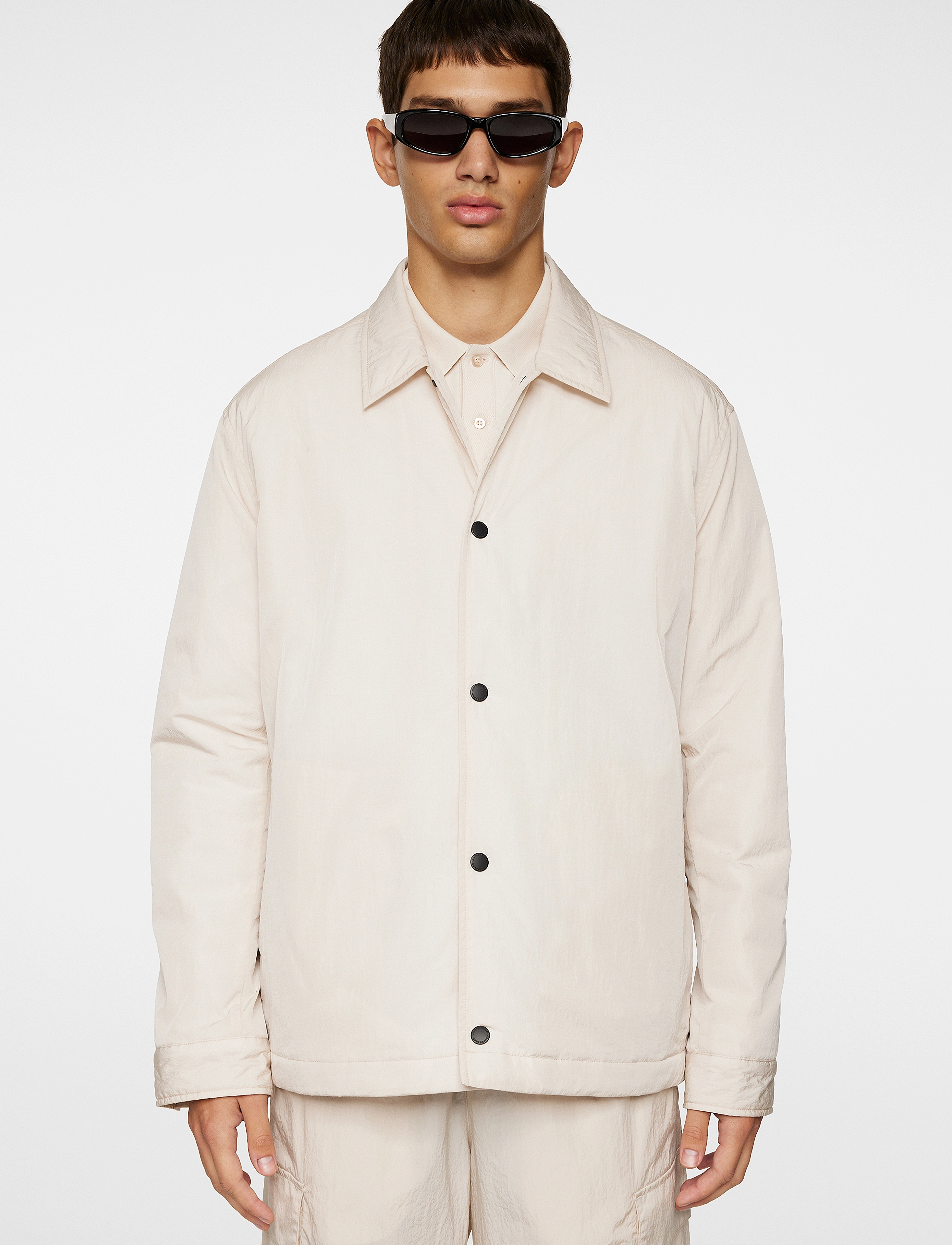J. Lindeberg Tibor Tech Overshirt, M, Oberteile, Creme - Overshirts, Männerswear