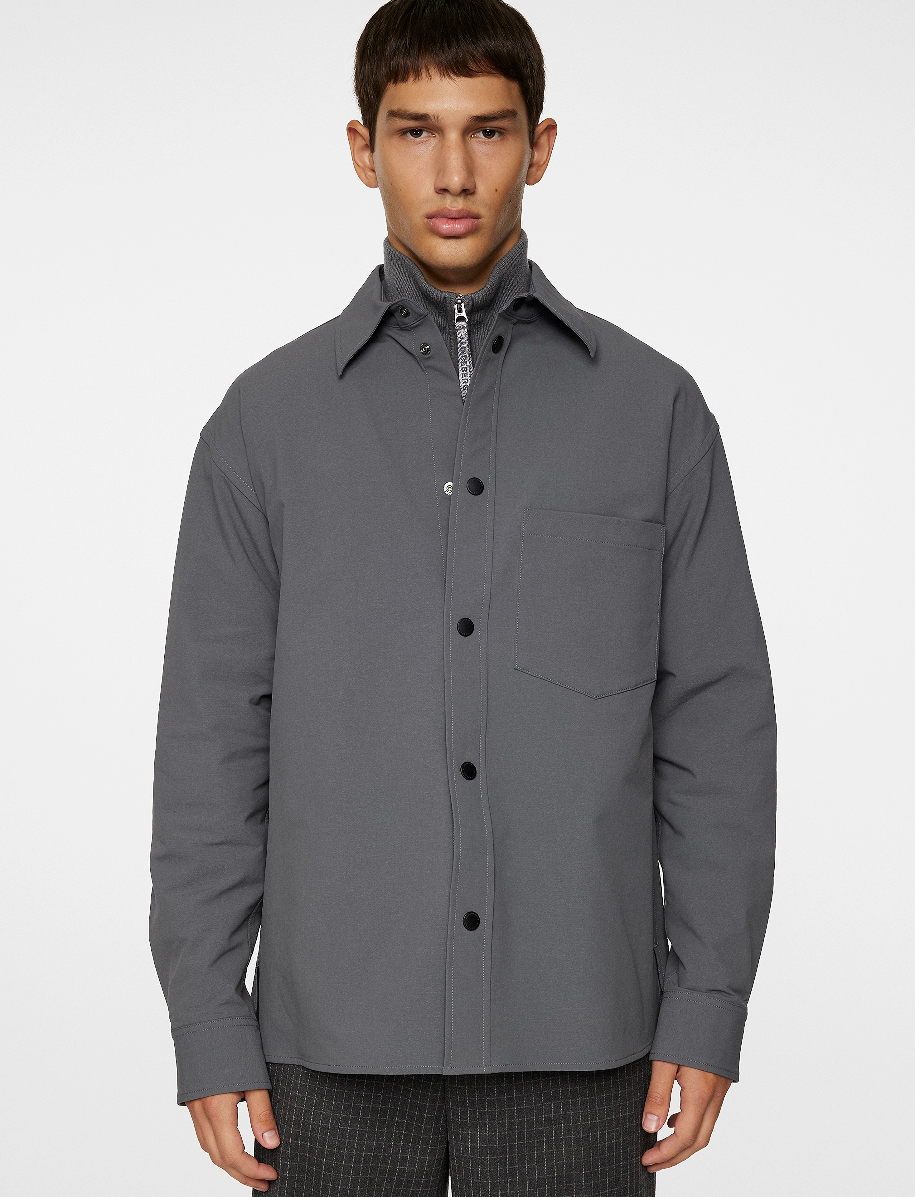 J. Lindeberg Howard Tech Fleece Overshirt, M, Oberteile, Grau - Overshirts, Männerswear