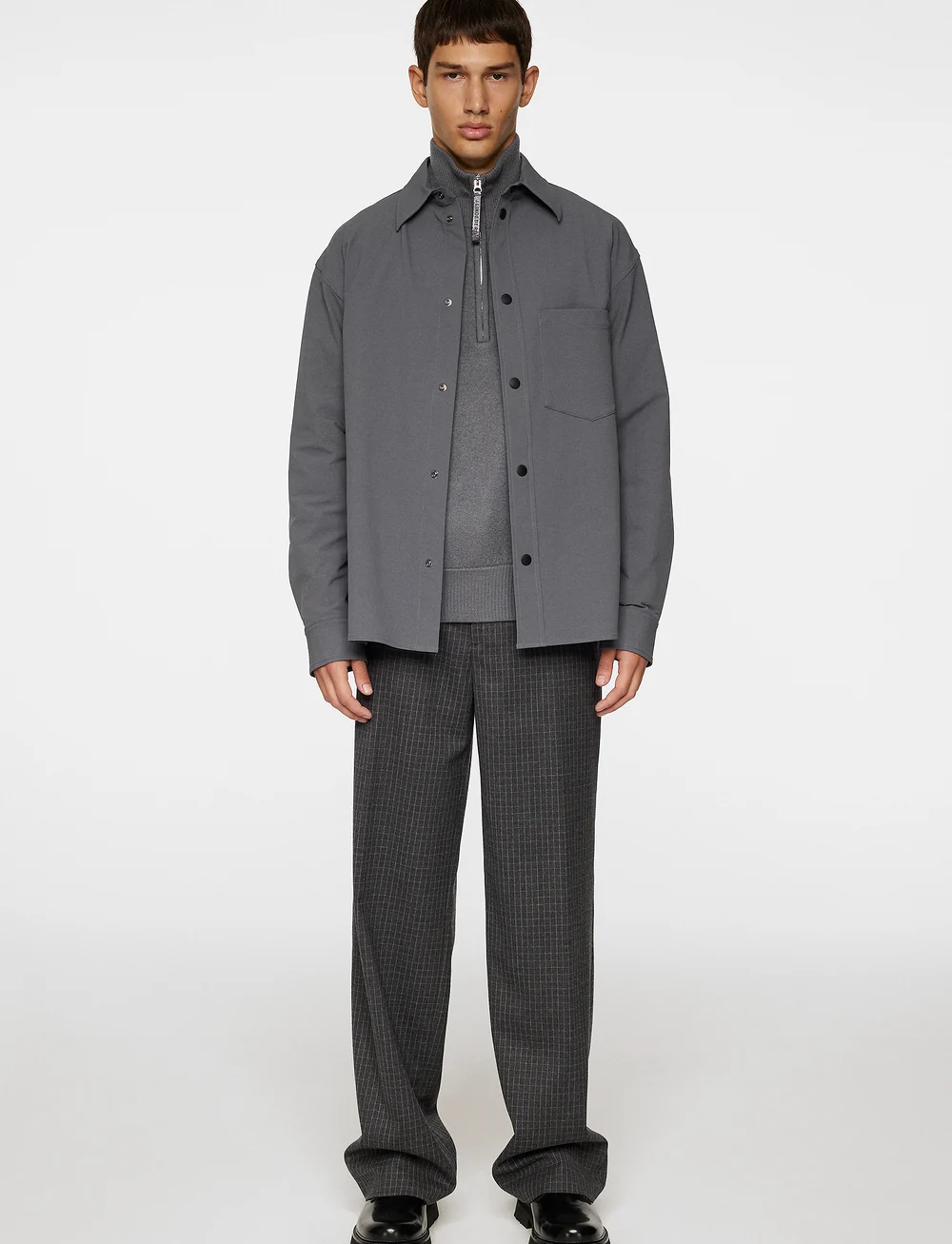 J. Lindeberg - Howard Tech Fleece Overshirt - shop by occasion - lava smoke - 4