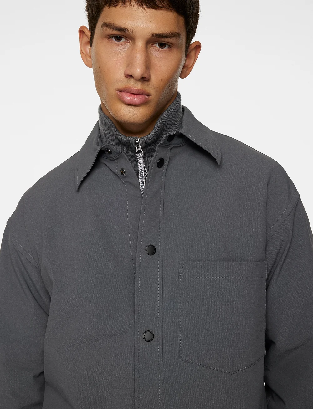 J. Lindeberg - Howard Tech Fleece Overshirt - shop by occasion - lava smoke - 5