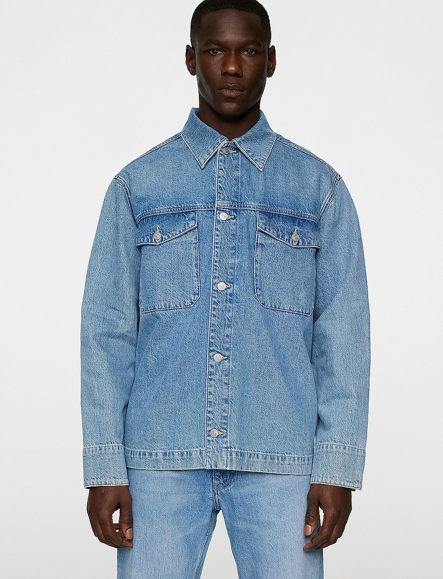 J. Lindeberg - Hunt Washed Denim Overshirt - overshirts - light blue - 0