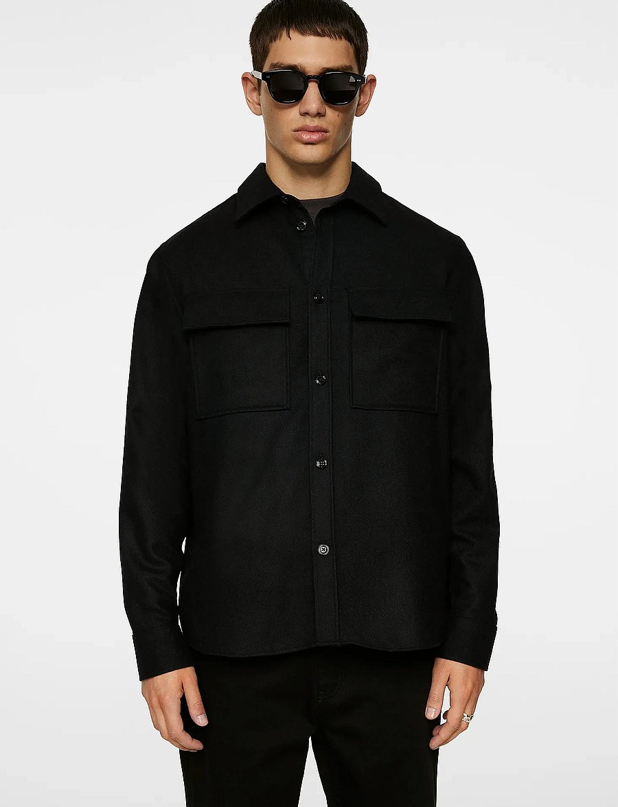 J. Lindeberg - Flat Wool Overshirt - Überhemden - black - 0