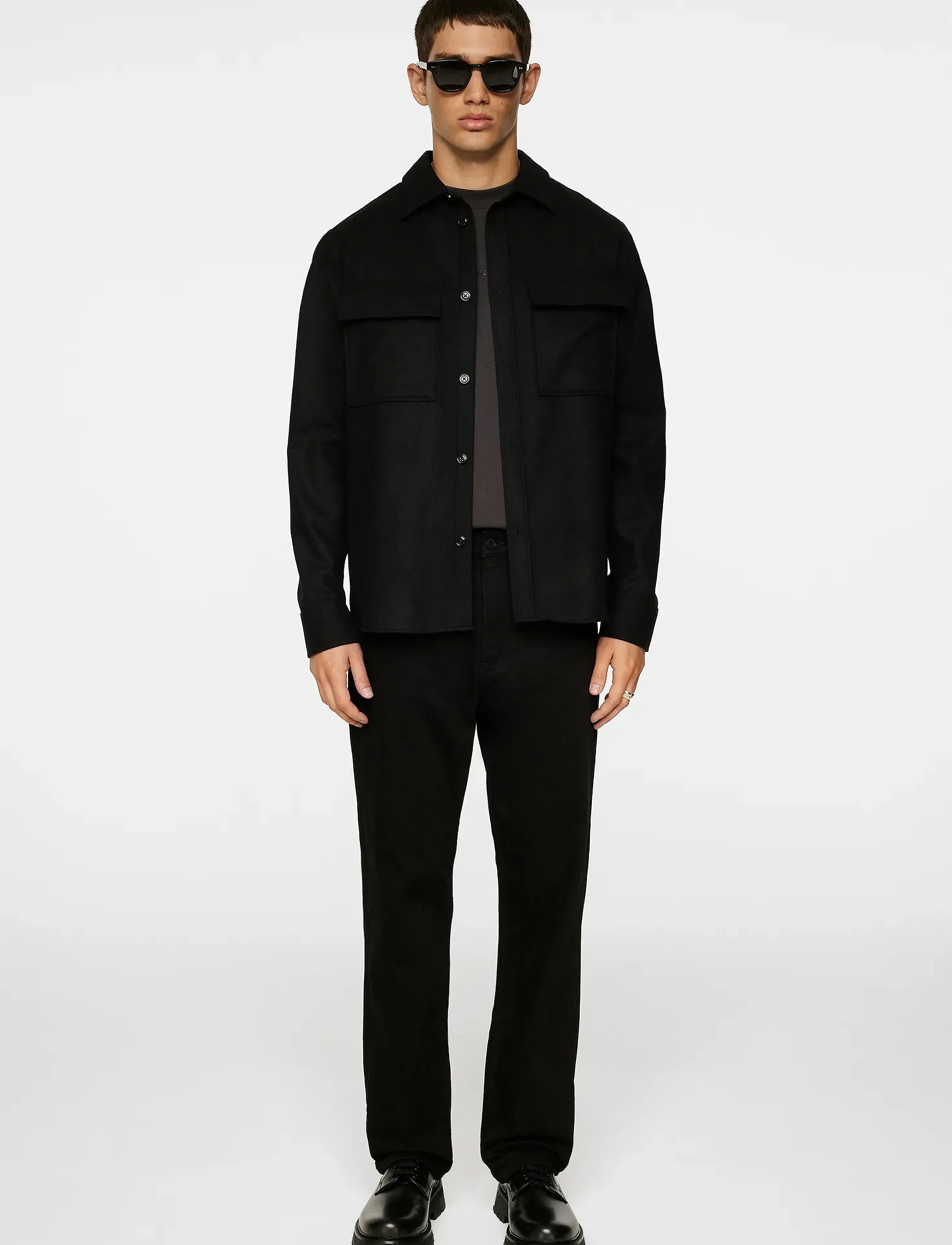J. Lindeberg - Flat Wool Overshirt - overshirts - black - 4