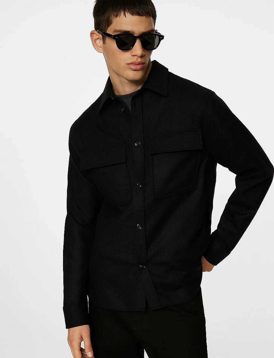 J. Lindeberg - Flat Wool Overshirt - Überhemden - black - 5