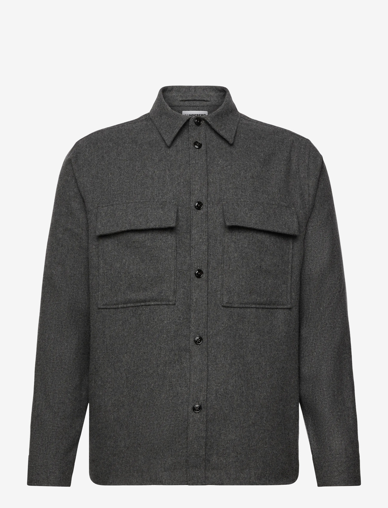 J. Lindeberg - Flat Wool Overshirt - shoppa efter tillfälle - dark grey melange - 1