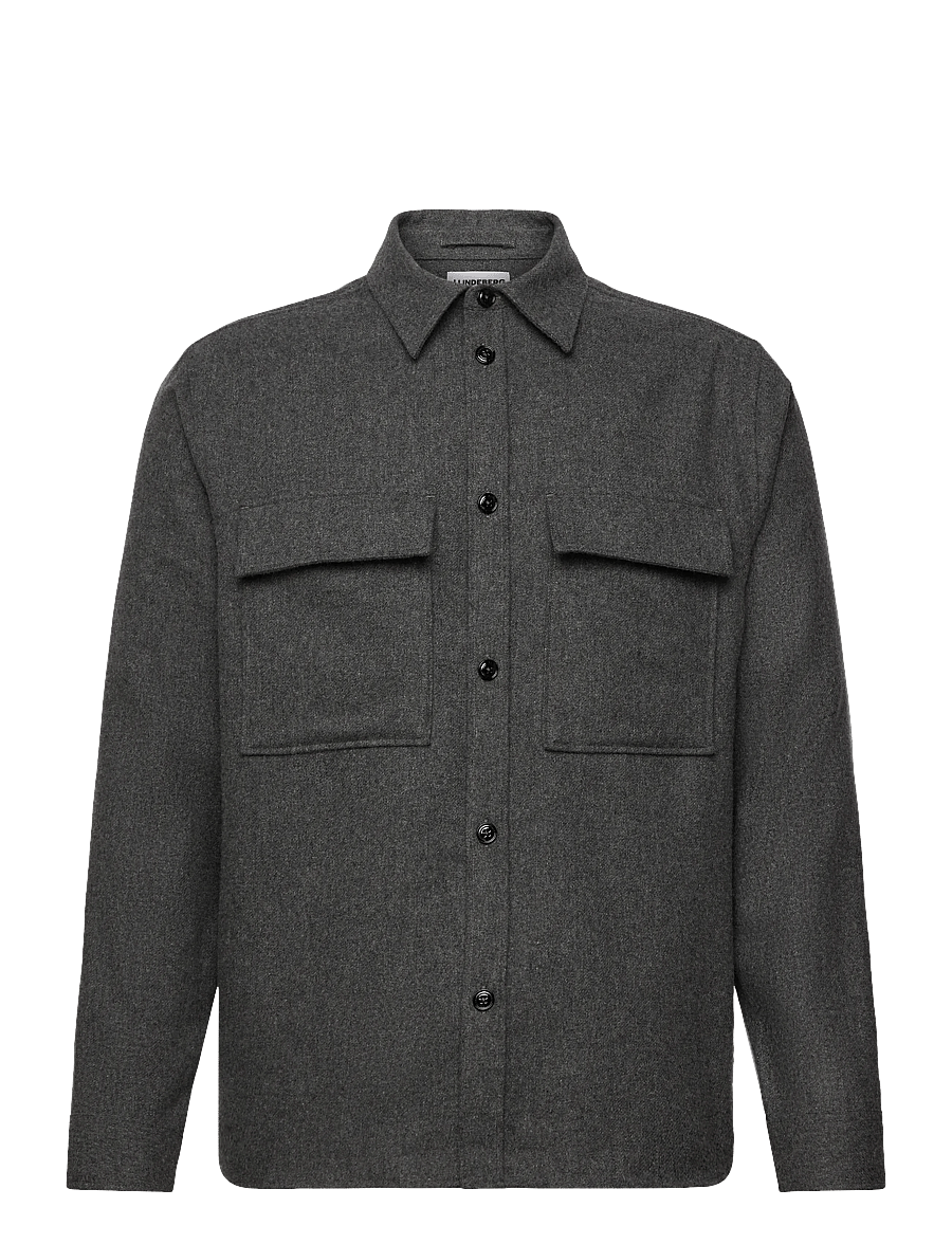 J. Lindeberg - Flat Wool Overshirt - overshirts - dark grey melange - 1