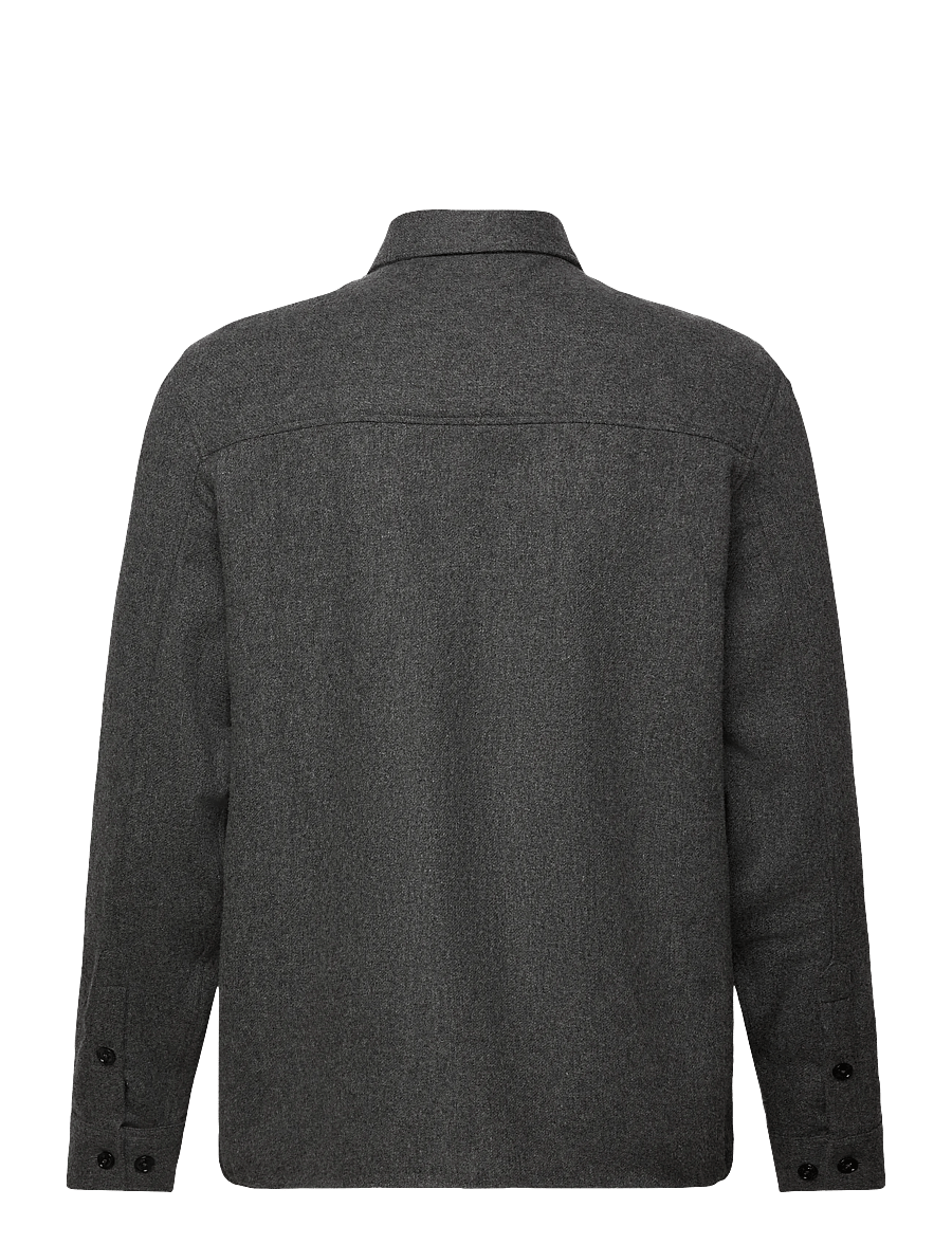 J. Lindeberg - Flat Wool Overshirt - overshirts - dark grey melange - 2