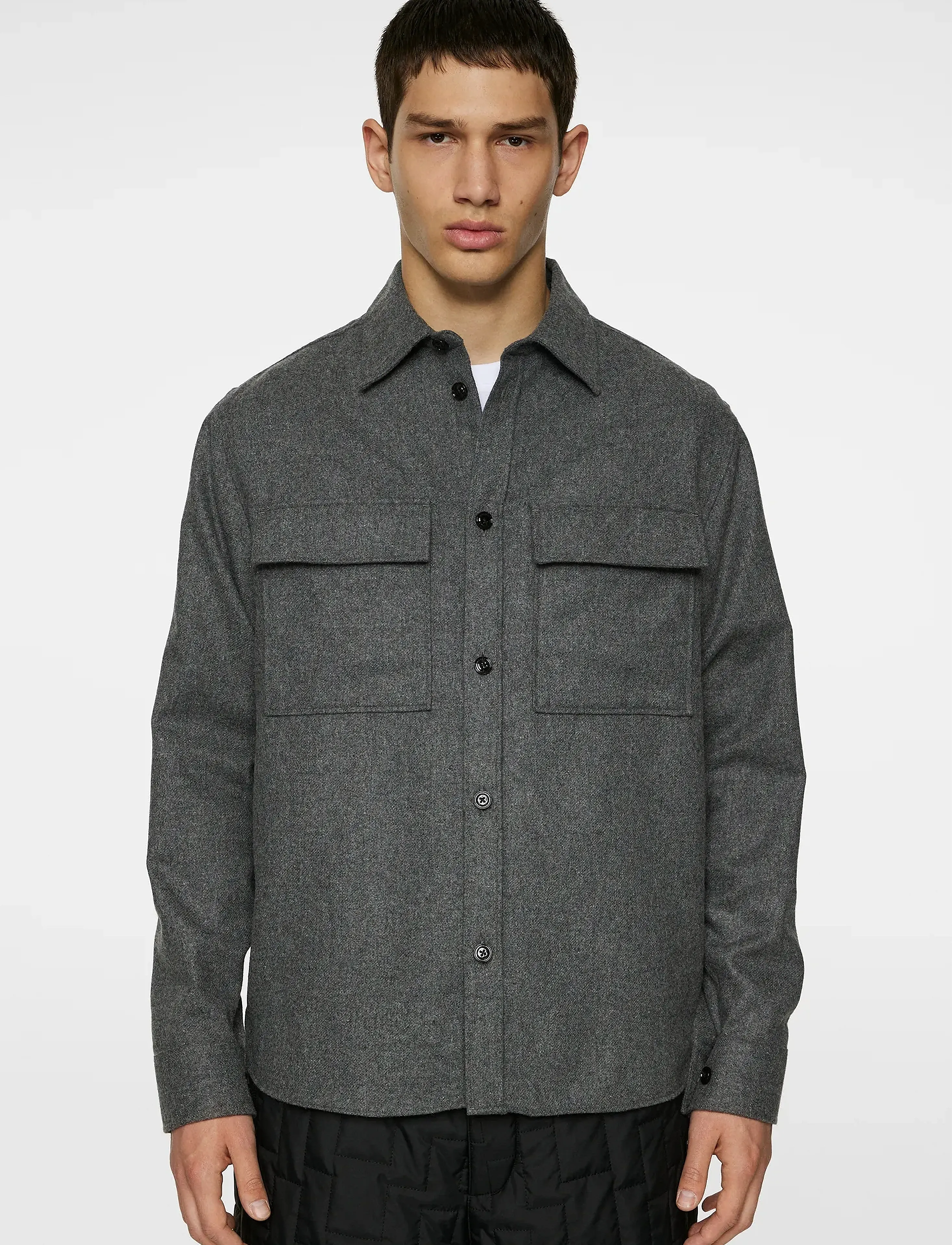 J. Lindeberg Flat Wool Overshirt, XXL, Grey, Overdele > Overtrøjer, Herre