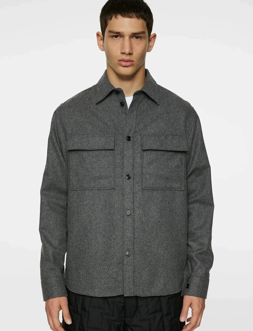 J. Lindeberg - Flat Wool Overshirt - osta olukorra järgi - dark grey melange - 0