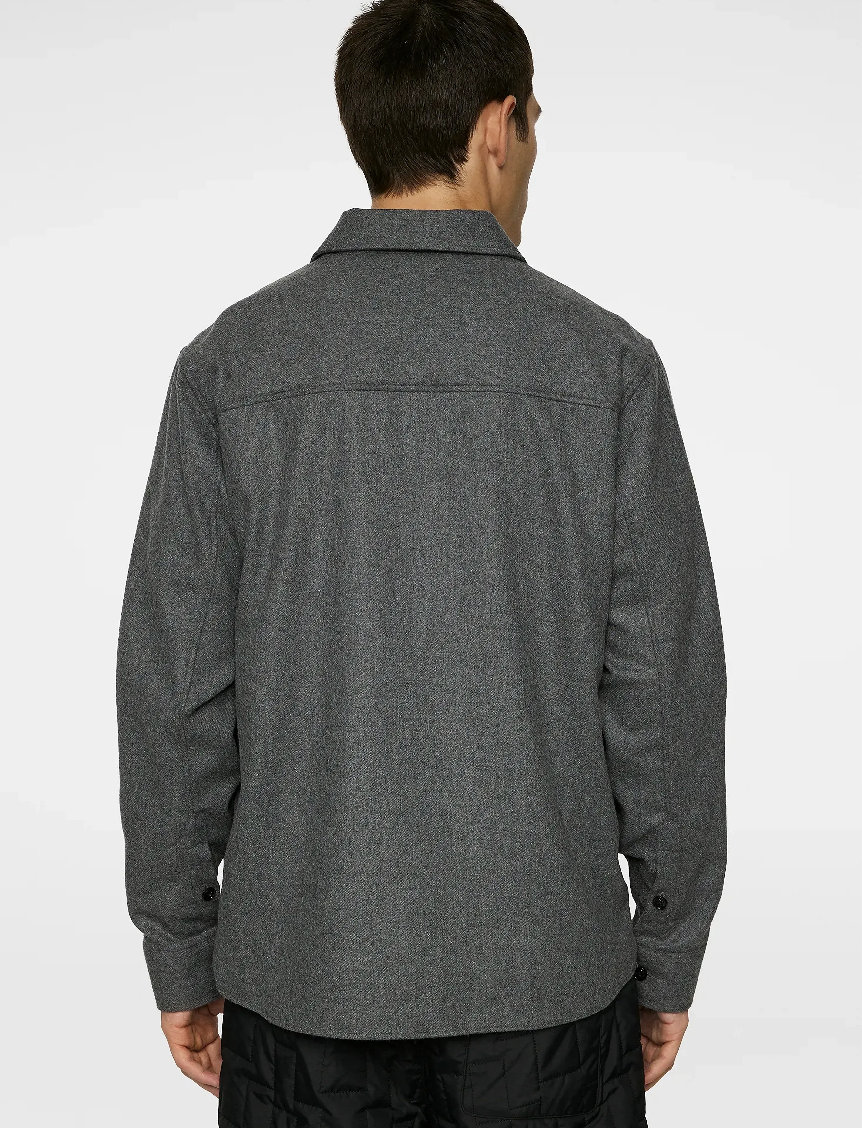 J. Lindeberg - Flat Wool Overshirt - overshirts - dark grey melange - 3