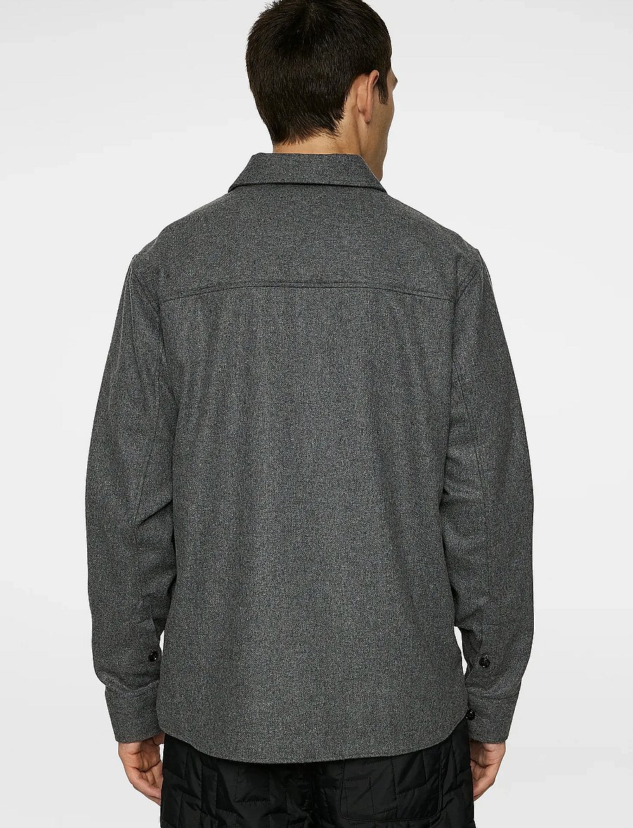 J. Lindeberg - Flat Wool Overshirt - overshirts - dark grey melange - 3