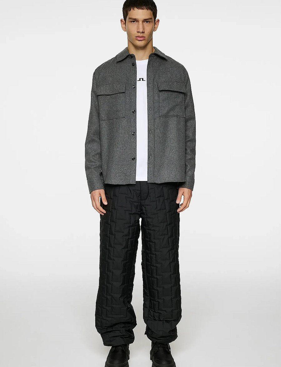 J. Lindeberg - Flat Wool Overshirt - overshirts - dark grey melange - 4