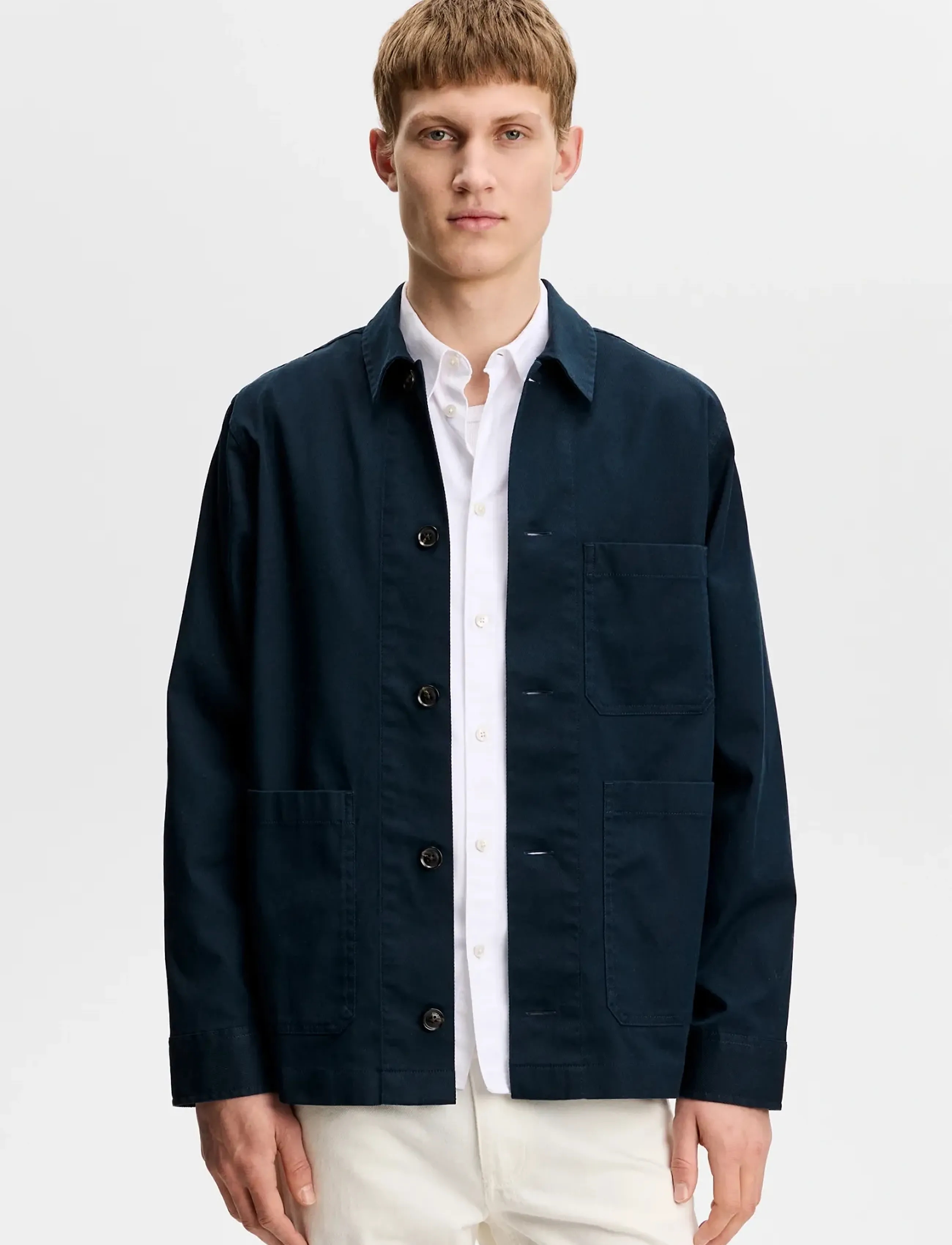 J. Lindeberg Easton Cotton Overshirt, S, Navy, Jakker > Lette Jakker, Herre