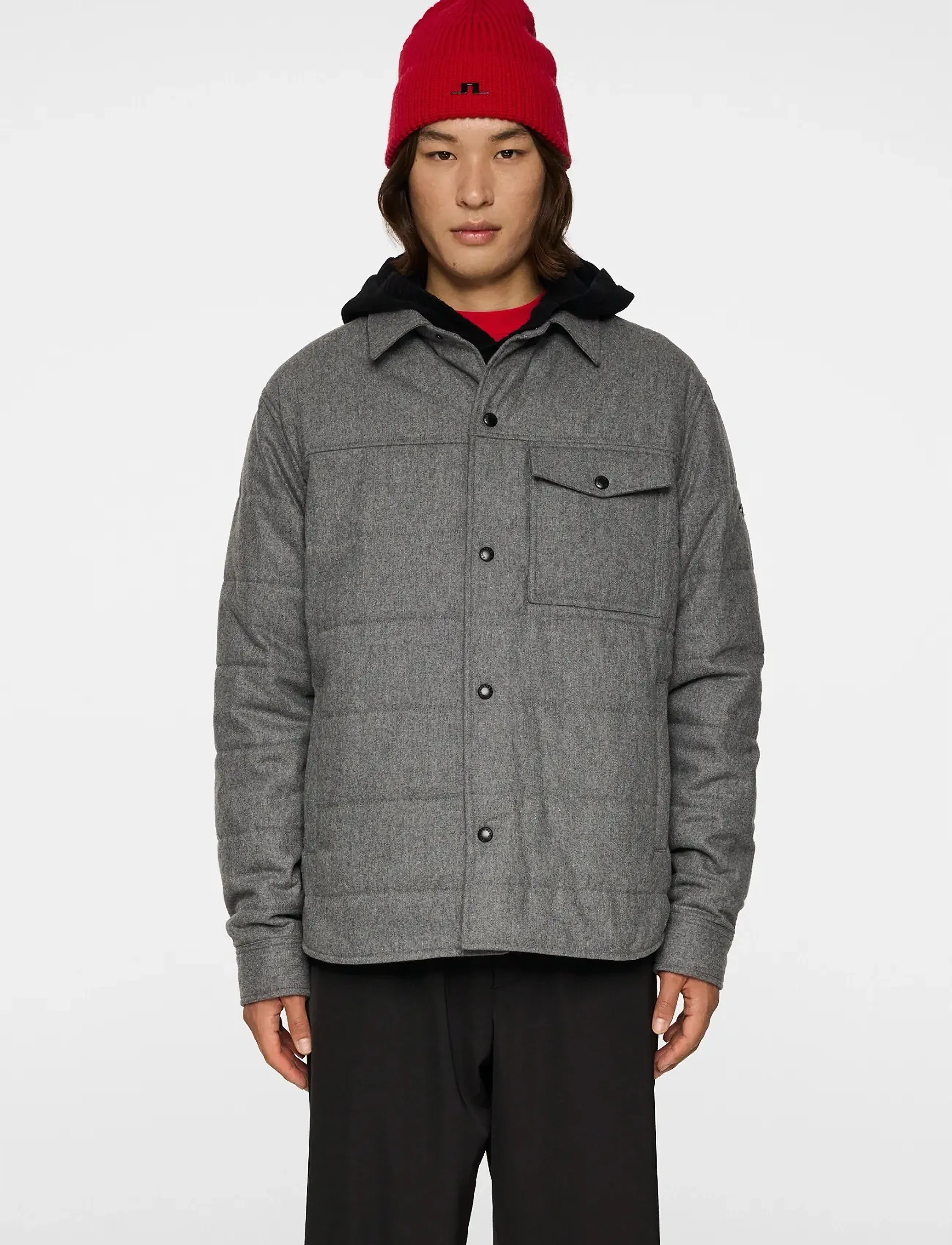 J. Lindeberg Nelson Padded Quilt Overshirt, L, Grey, Jakker > Vatterede Jakker, Herre