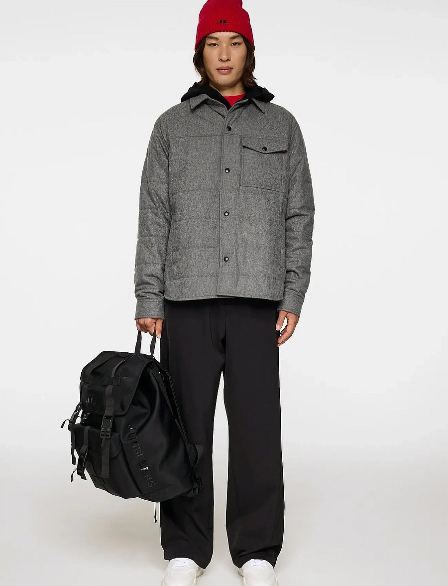 J. Lindeberg - Nelson Padded quilt overshirt - forede jakker - dark grey melange - 4