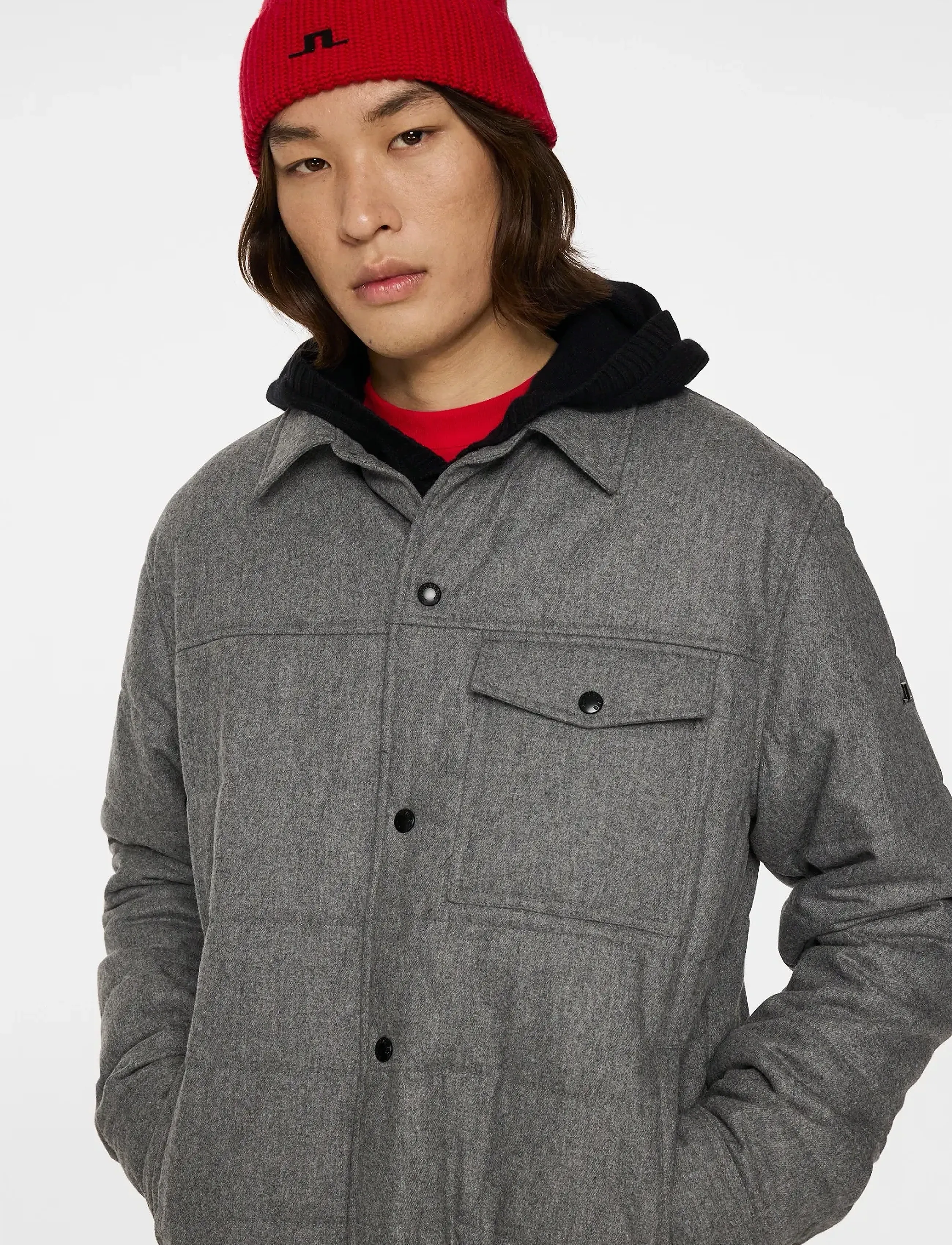 J. Lindeberg - Nelson Padded quilt overshirt - forede jakker - dark grey melange - 5