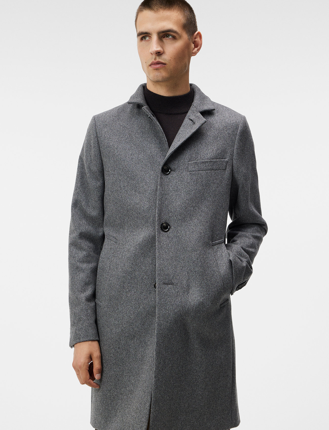 J. Lindeberg - Holger Melton Coat - winter jackets - mid grey melange - 1