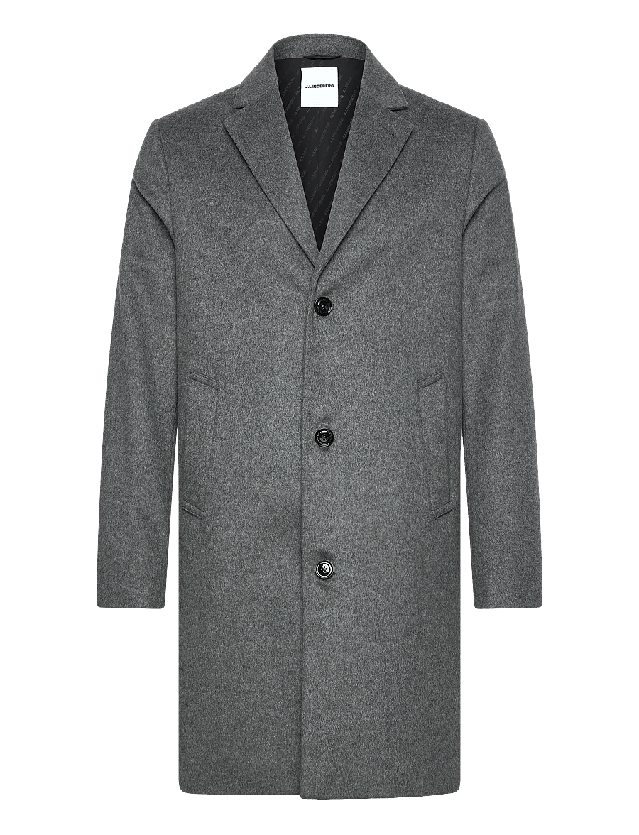 J. Lindeberg - August Melton Cashmere Coat - wool coats - dark grey melange - 1