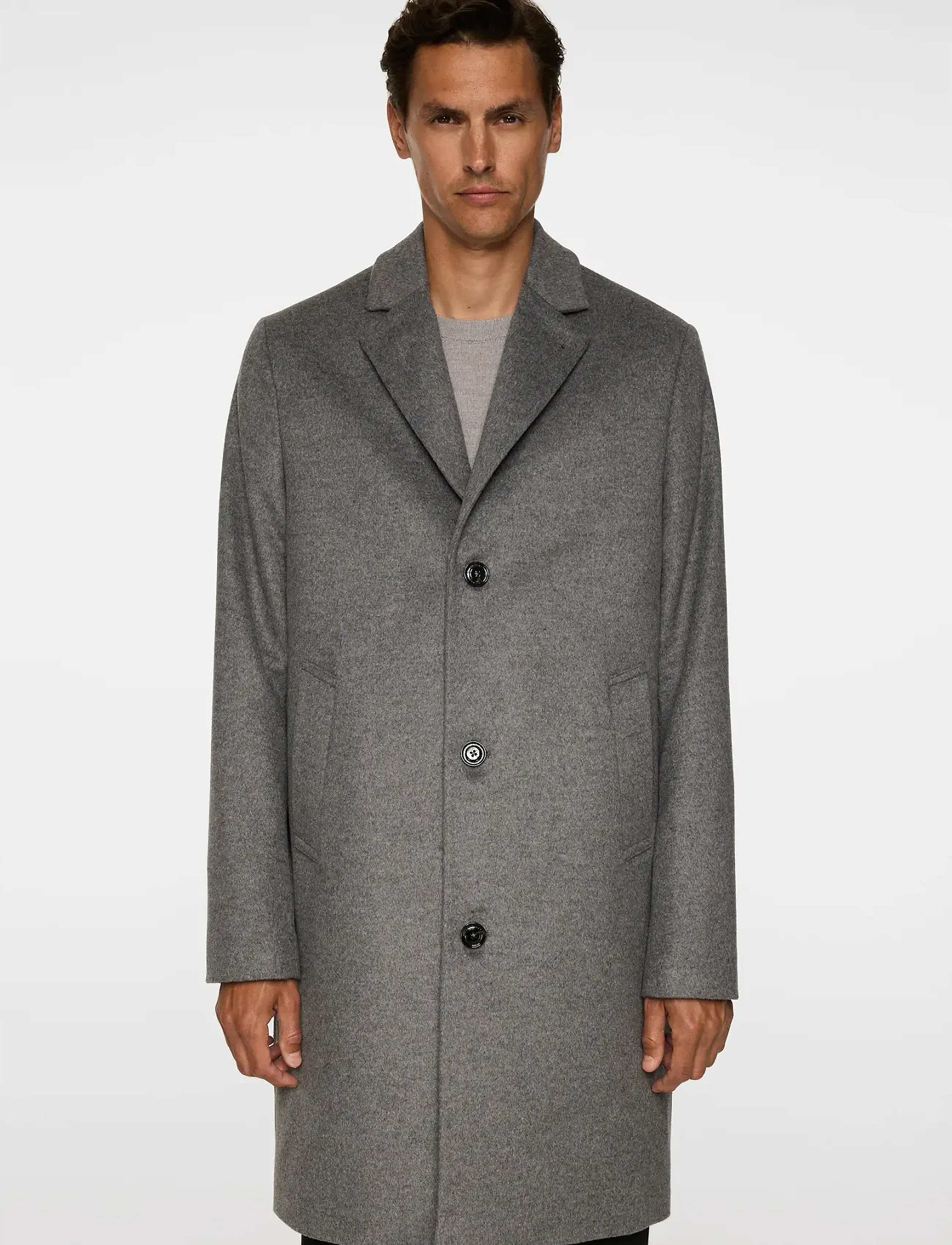 J. Lindeberg August Melton Cashmere Coat, 56, Coats, Grau - Wool Männerswear
