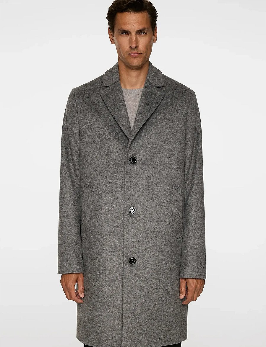 J. Lindeberg - August Melton Cashmere Coat - wool coats - dark grey melange - 0
