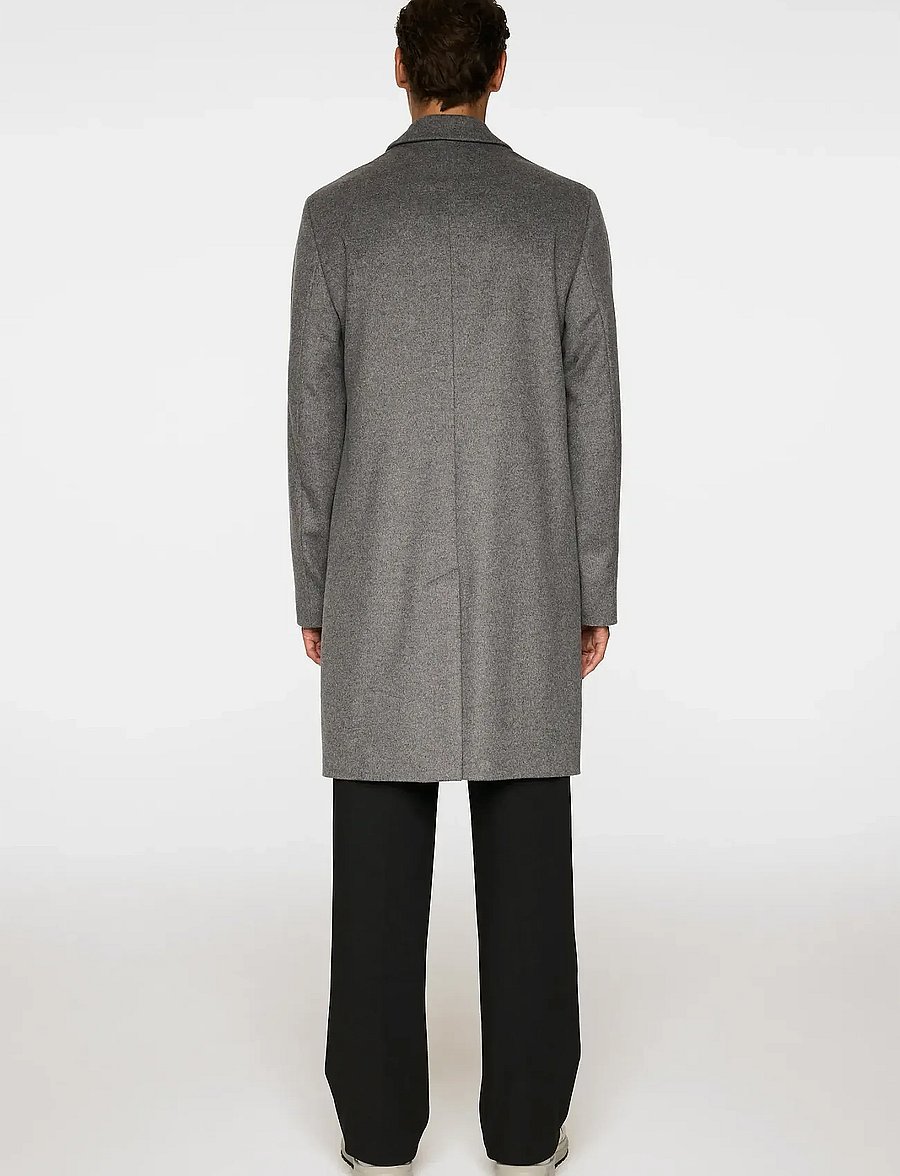 J. Lindeberg - August Melton Cashmere Coat - wool coats - dark grey melange - 4