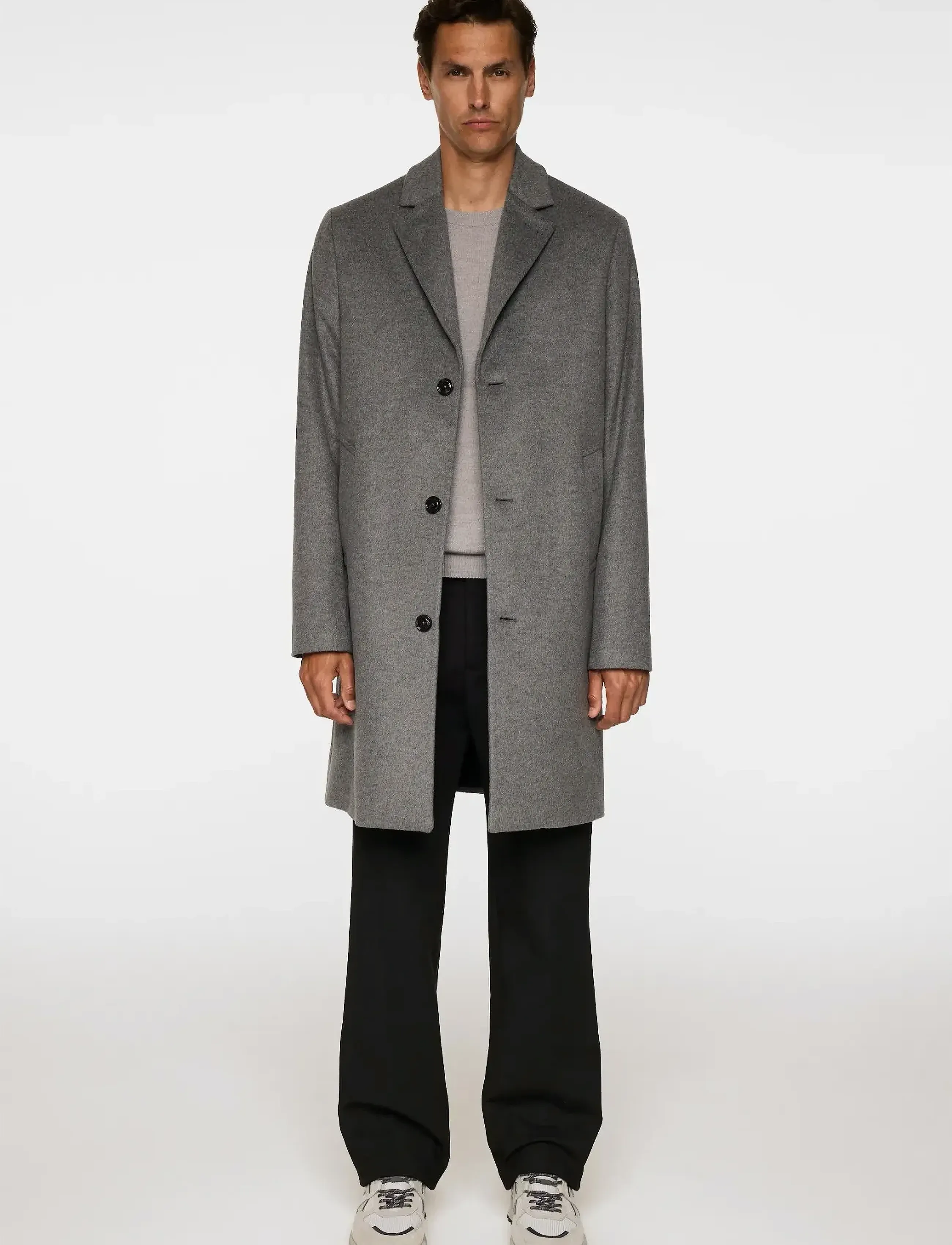 J. Lindeberg - August Melton Cashmere Coat - ullarfrakkar - dark grey melange - 5