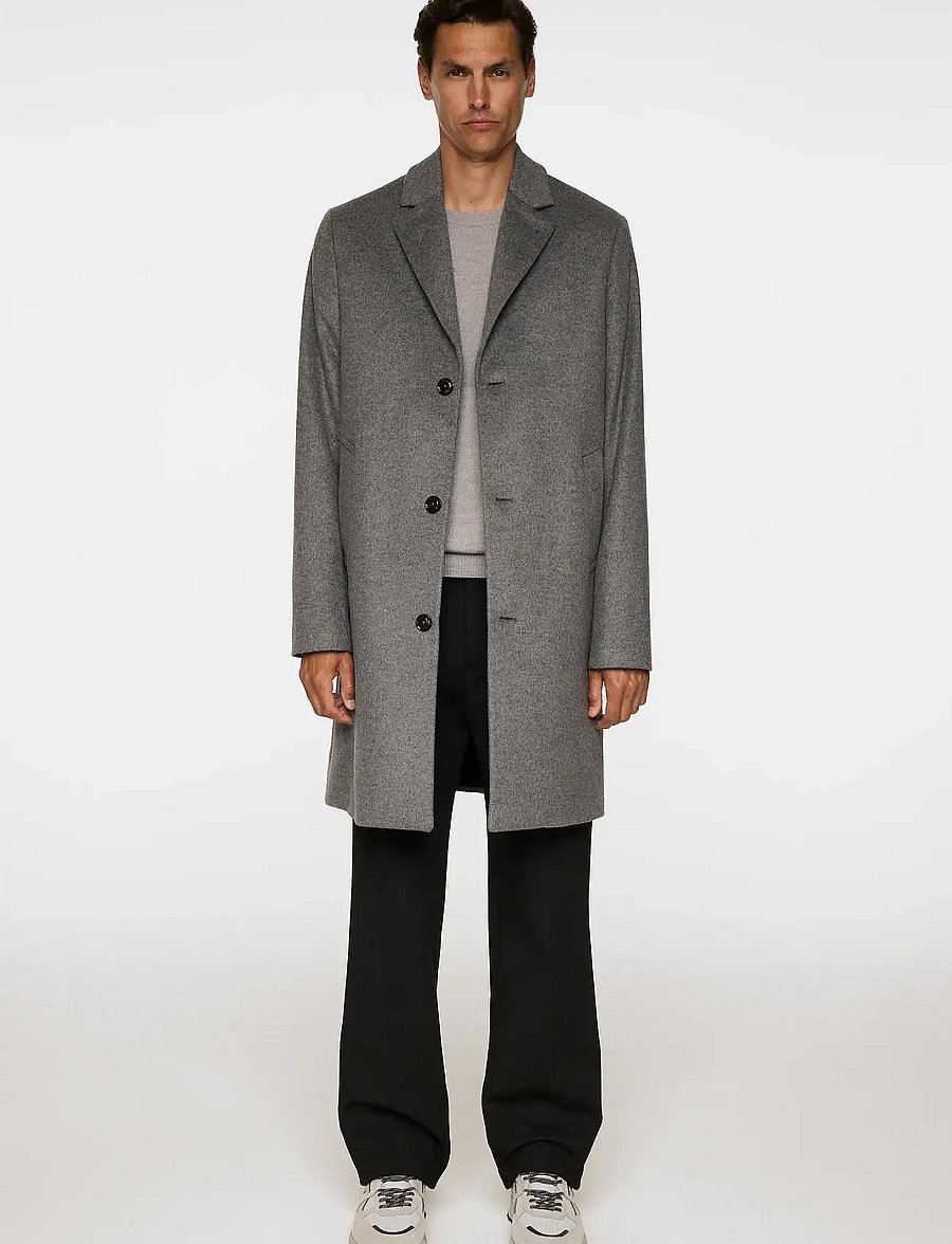 J. Lindeberg - August Melton Cashmere Coat - wool coats - dark grey melange - 5