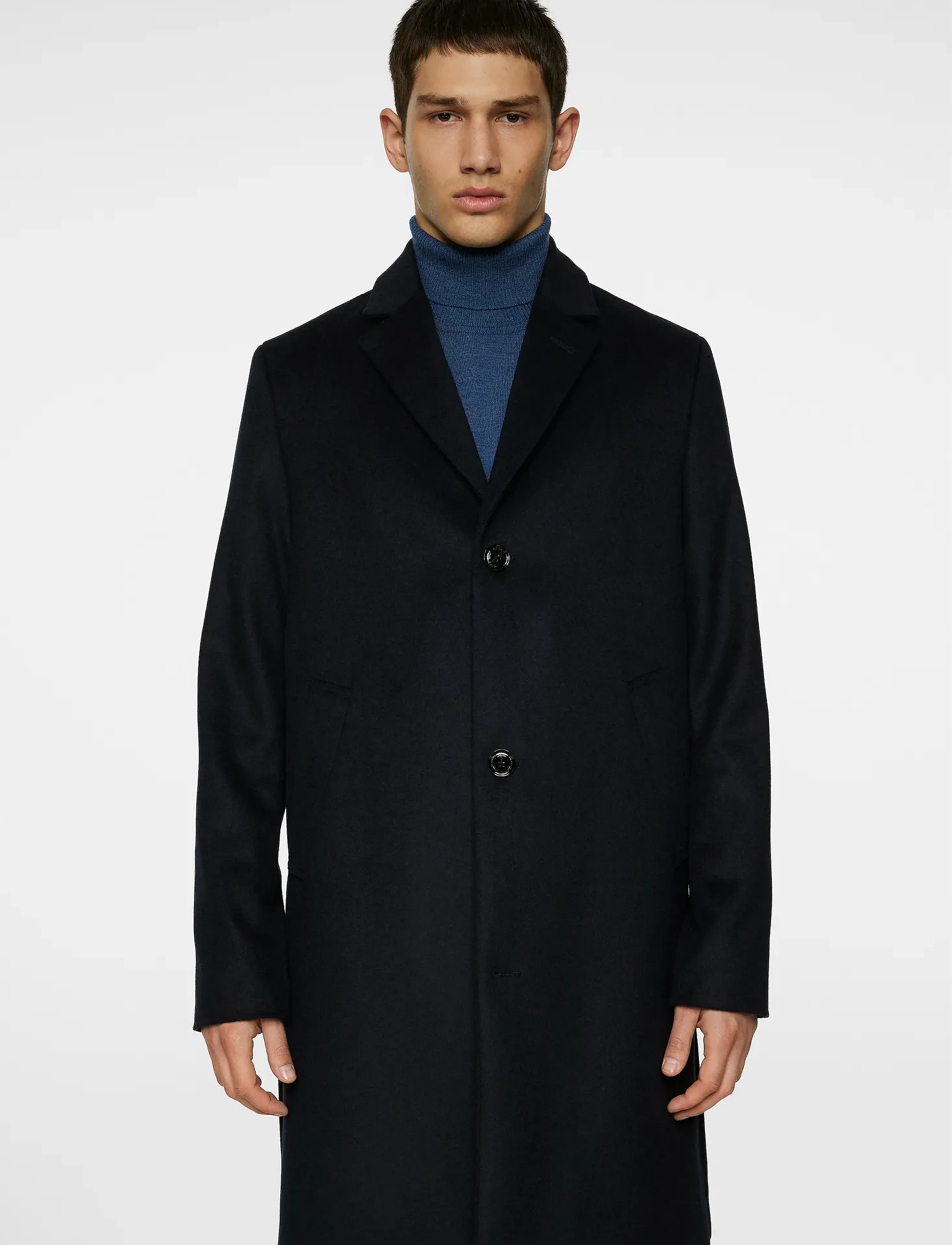 J. Lindeberg August Melton Cashmere Coat, 48, Coats, Marineblau - Wool Männerswear