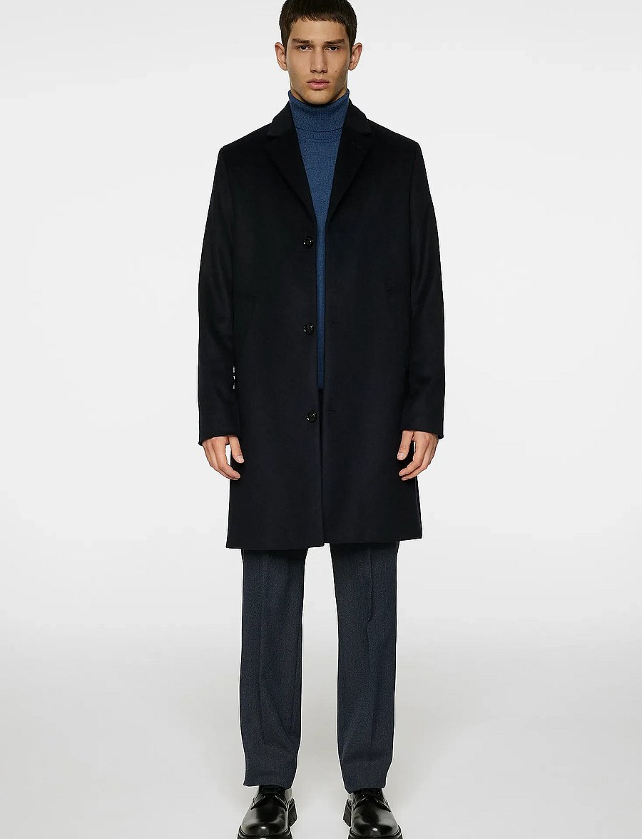 J. Lindeberg - August Melton Cashmere Coat - wełniane płaszcze - jl navy - 5