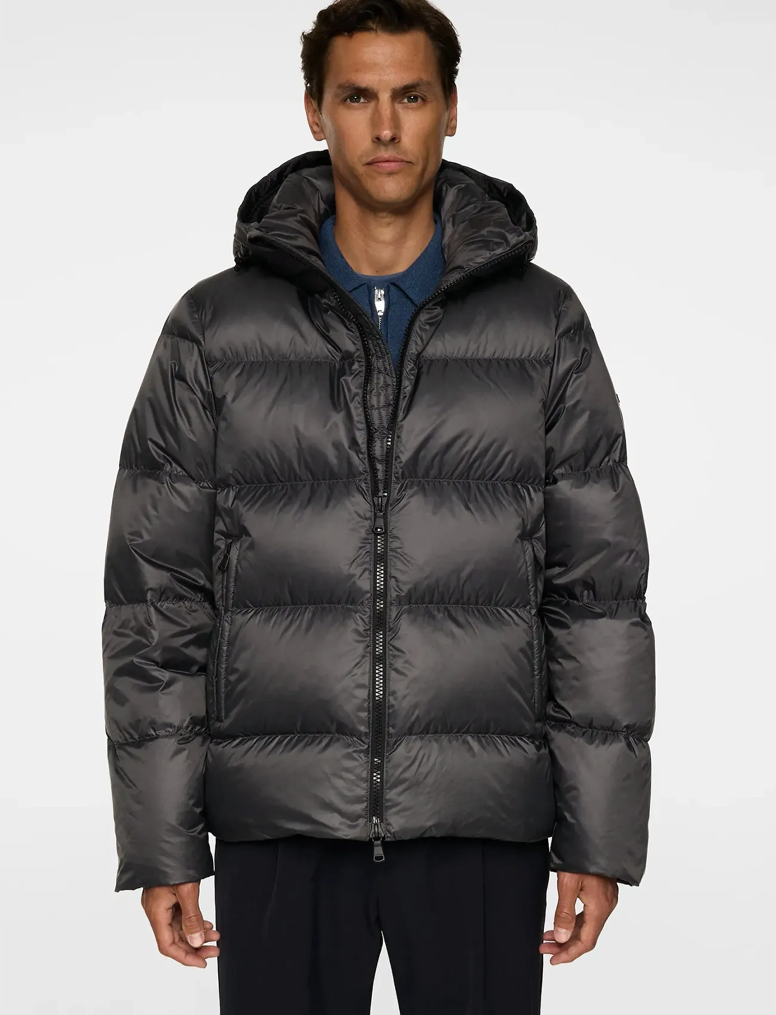 J. Lindeberg Daryl Down Jacket, Mænd, Dunjakke Med Hætte, Grå, Str: XL
