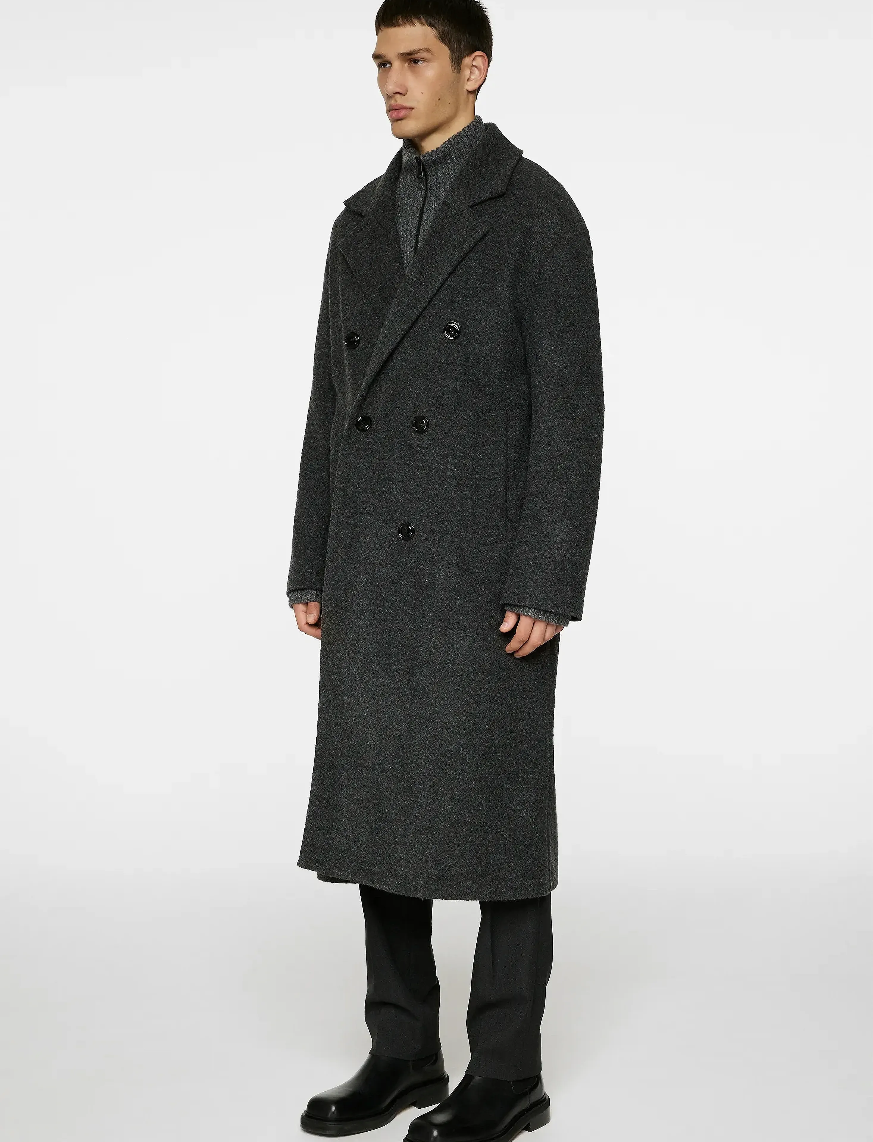 J. Lindeberg - Willy Bonded Wool Coat - wollmäntel - dark grey melange - 0