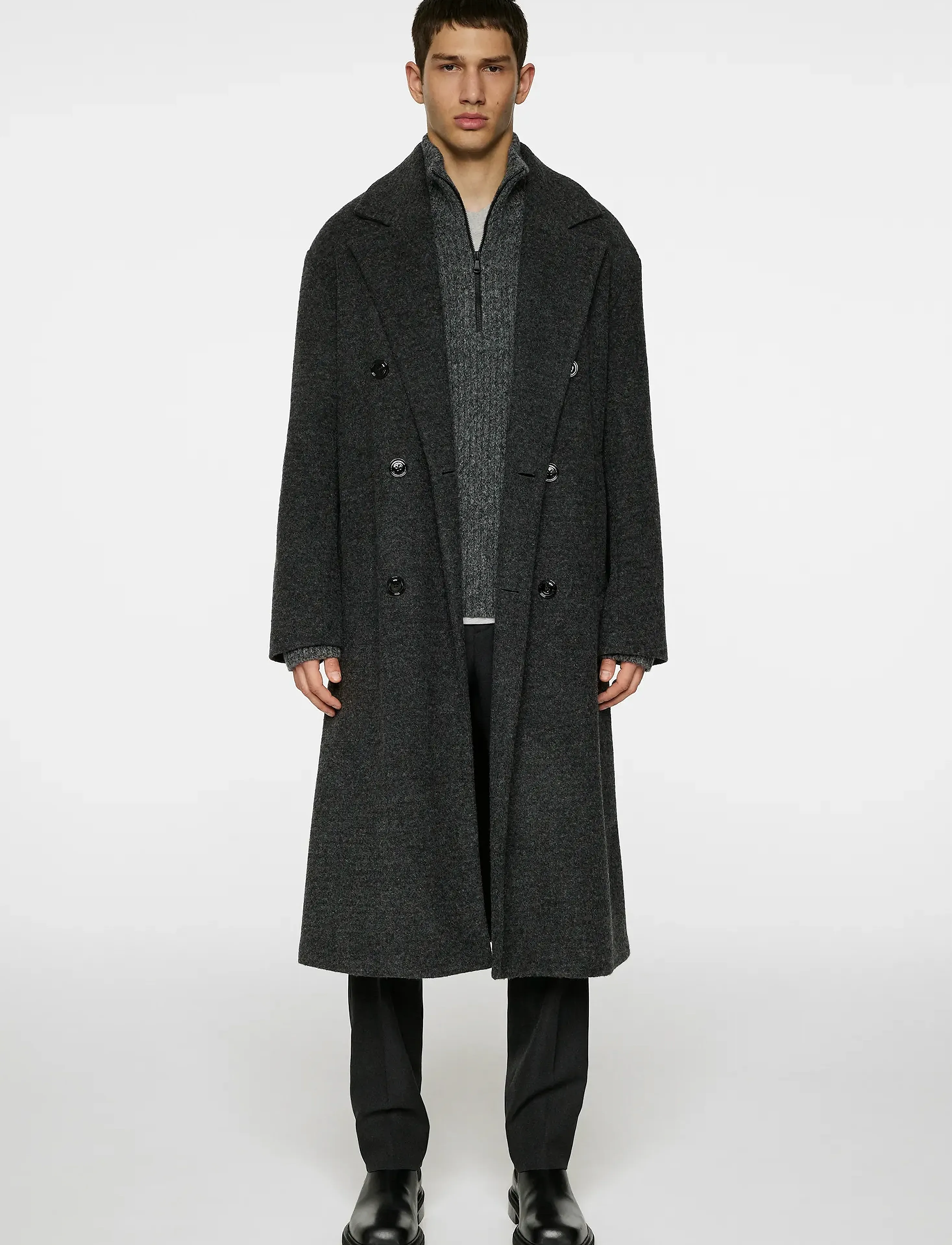 J. Lindeberg - Willy Bonded Wool Coat - wollmäntel - dark grey melange - 4