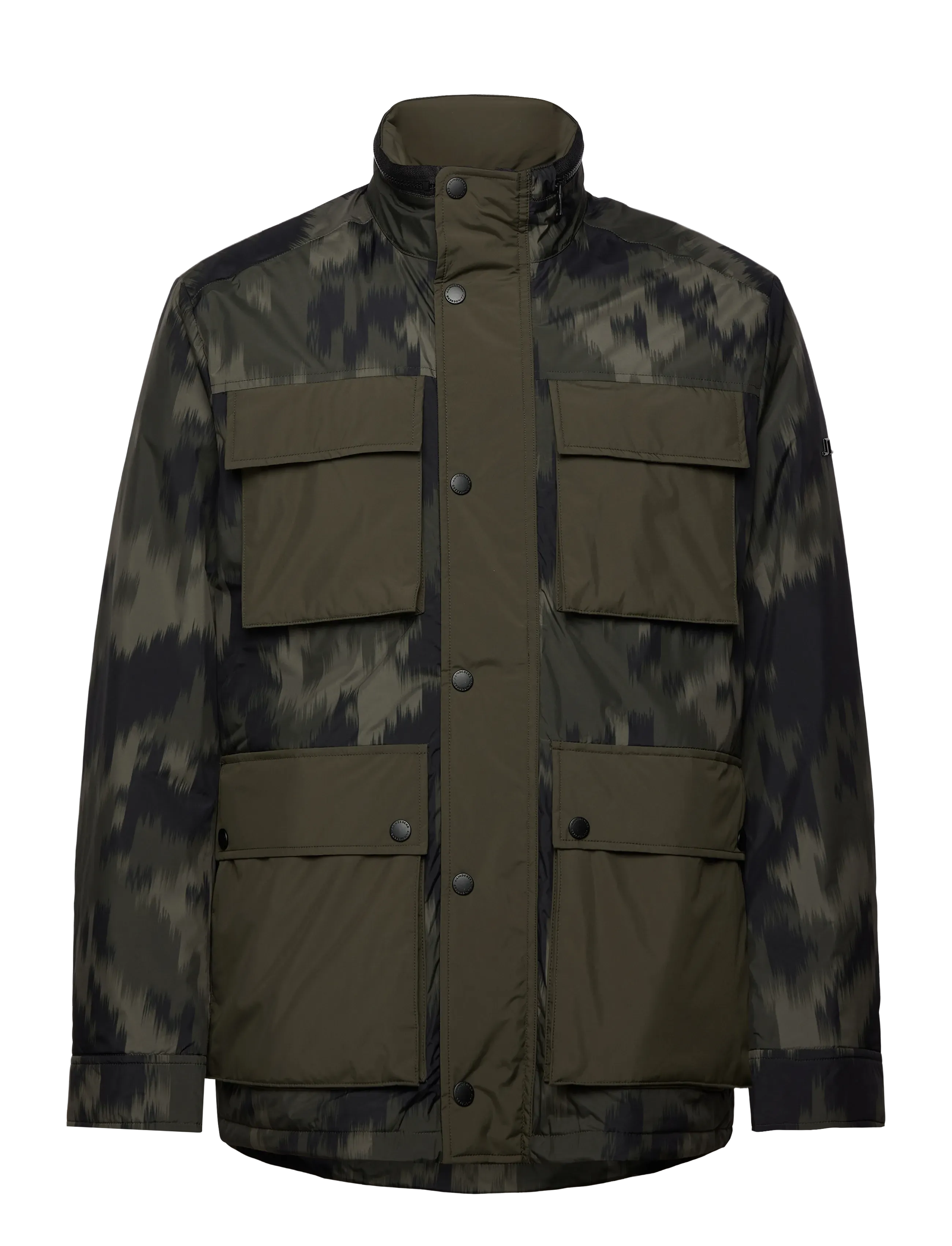 J. Lindeberg Aiden 2L Padded Print Jacket, L, Khaki green, Regntøj > Regnfrakker, Herre