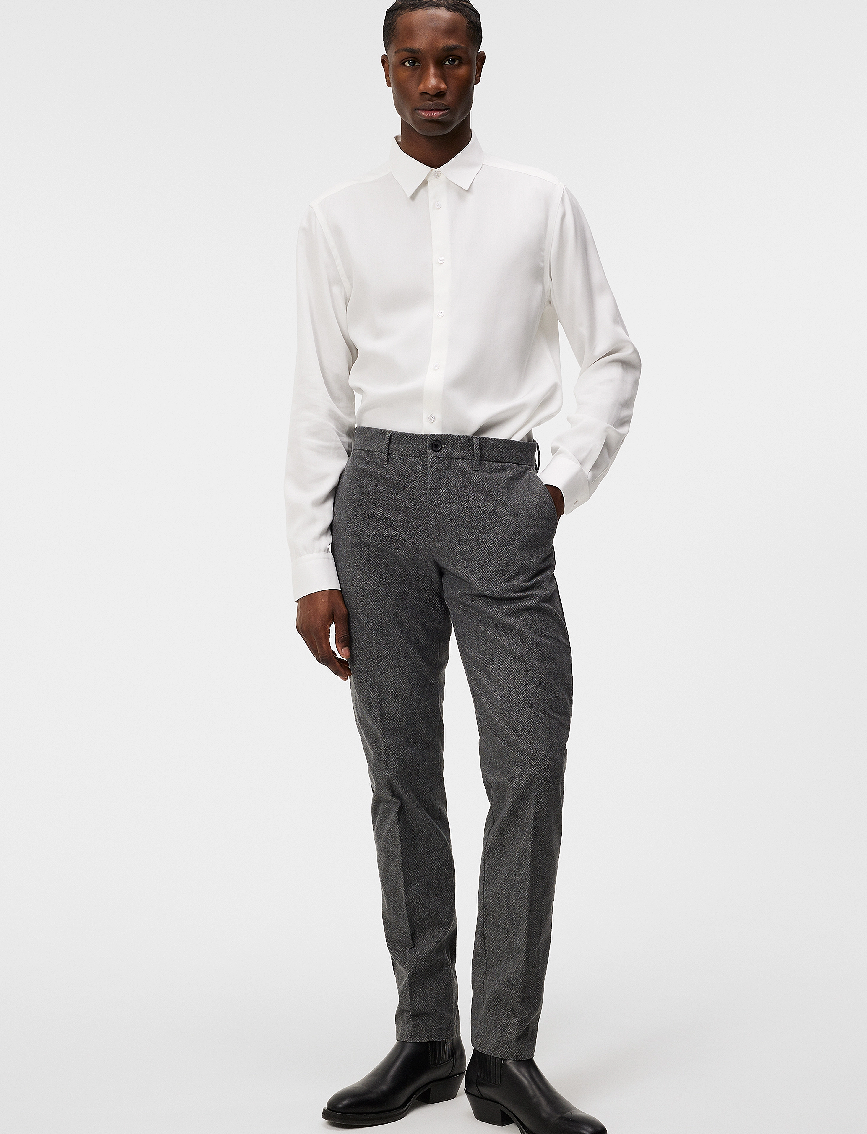 J. Lindeberg - Chaze Herringbone Flex Pants - dark grey - 4
