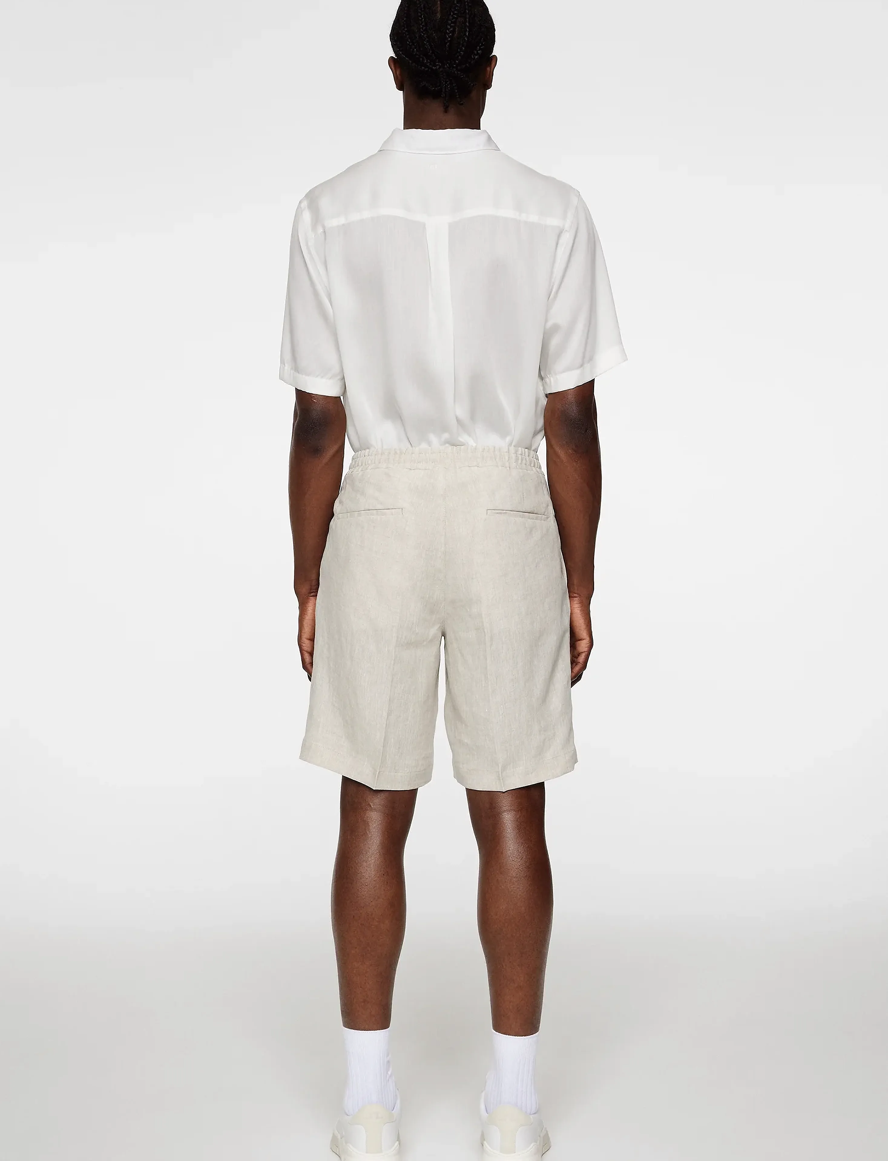 J. Lindeberg - Brady Drape Linen Shorts - feriefavoritter - moonbeam - 3