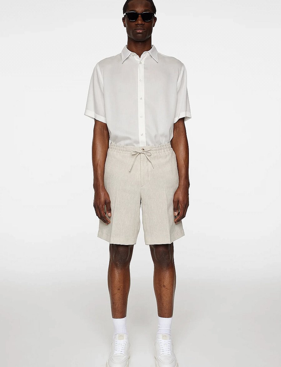 J. Lindeberg - Brady Drape Linen Shorts - hörstuttbuxur - moonbeam - 4