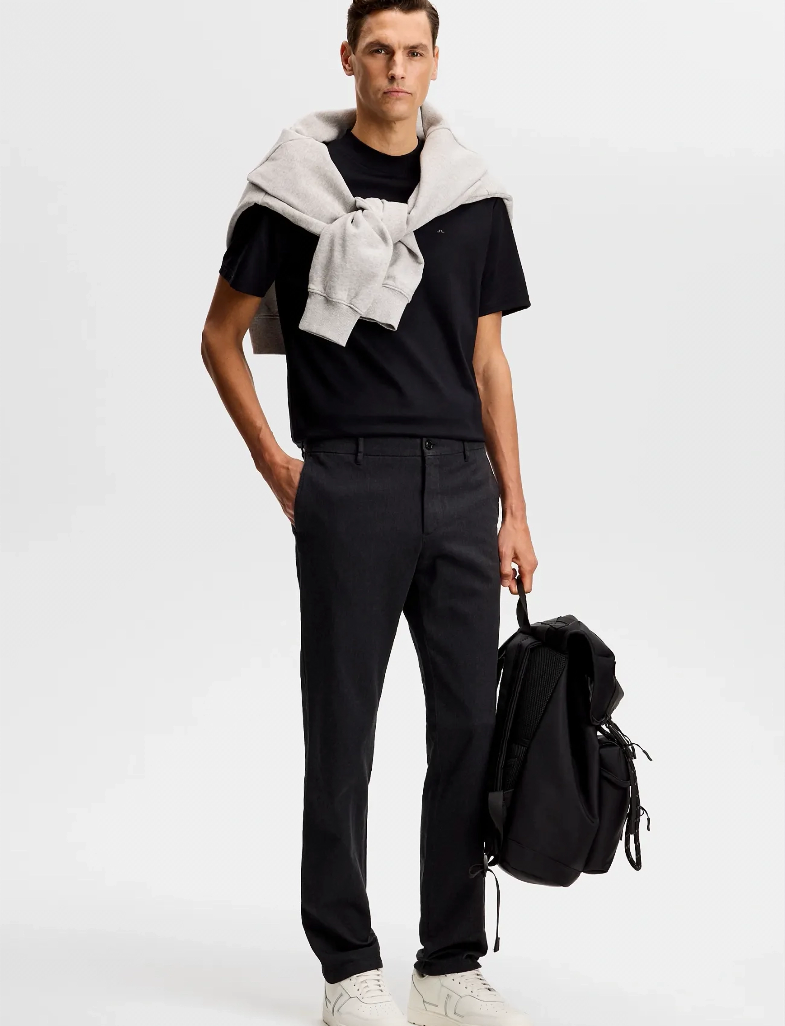 J. Lindeberg - Ched Flannel Twill Pants - casual bukser - dark grey melange - 4